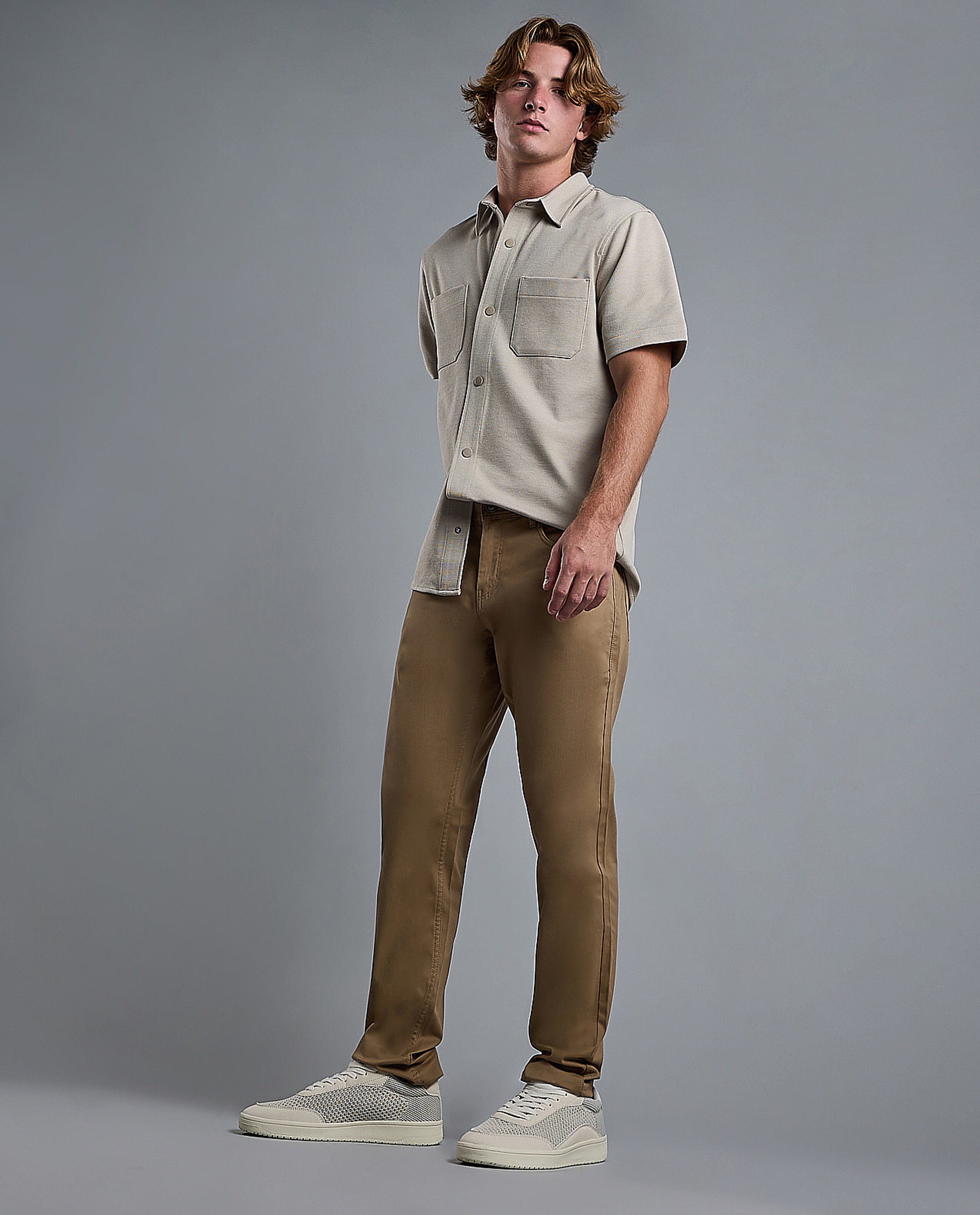 Solid Woven Pants with Button Closure