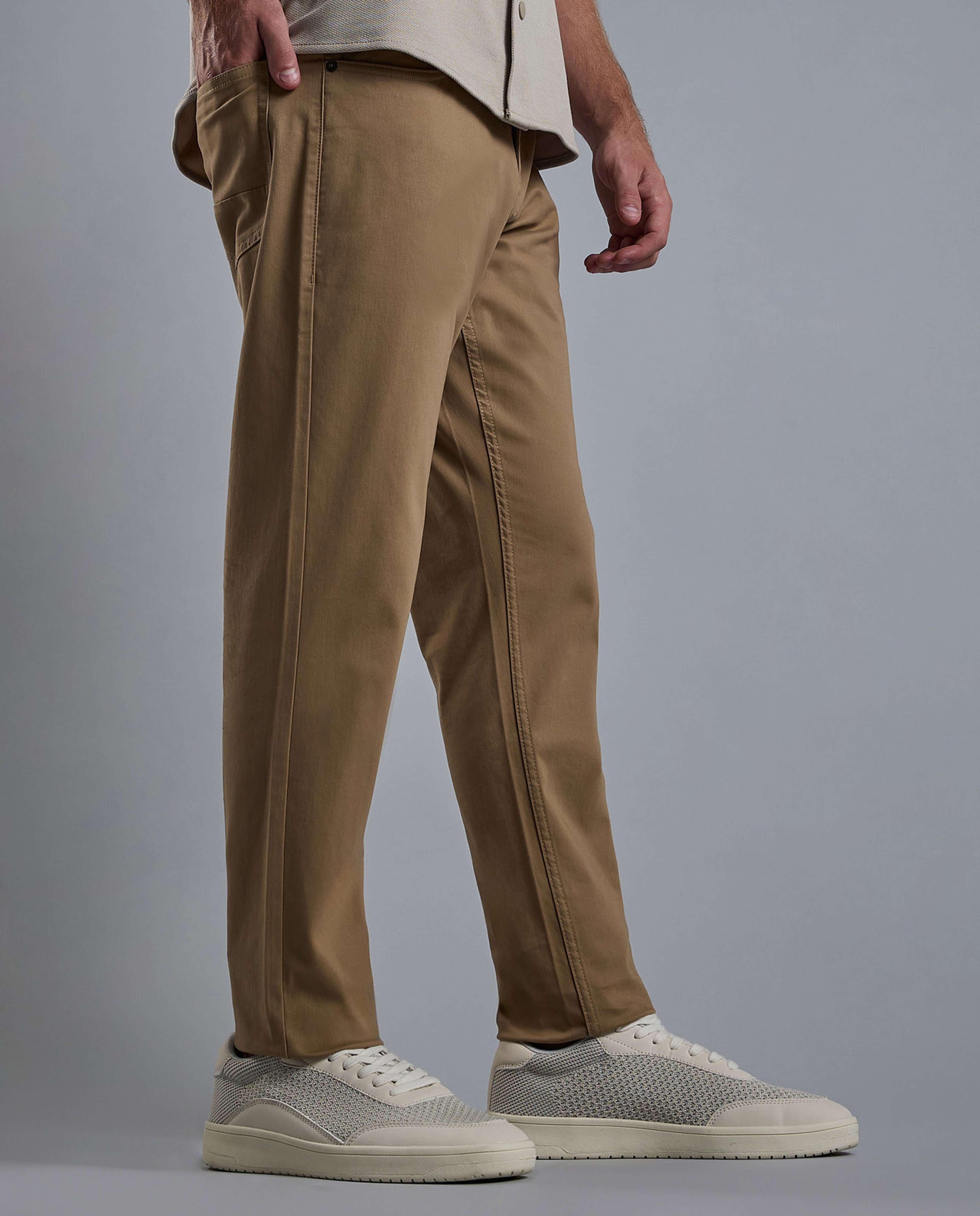 Solid Woven Pants with Button Closure