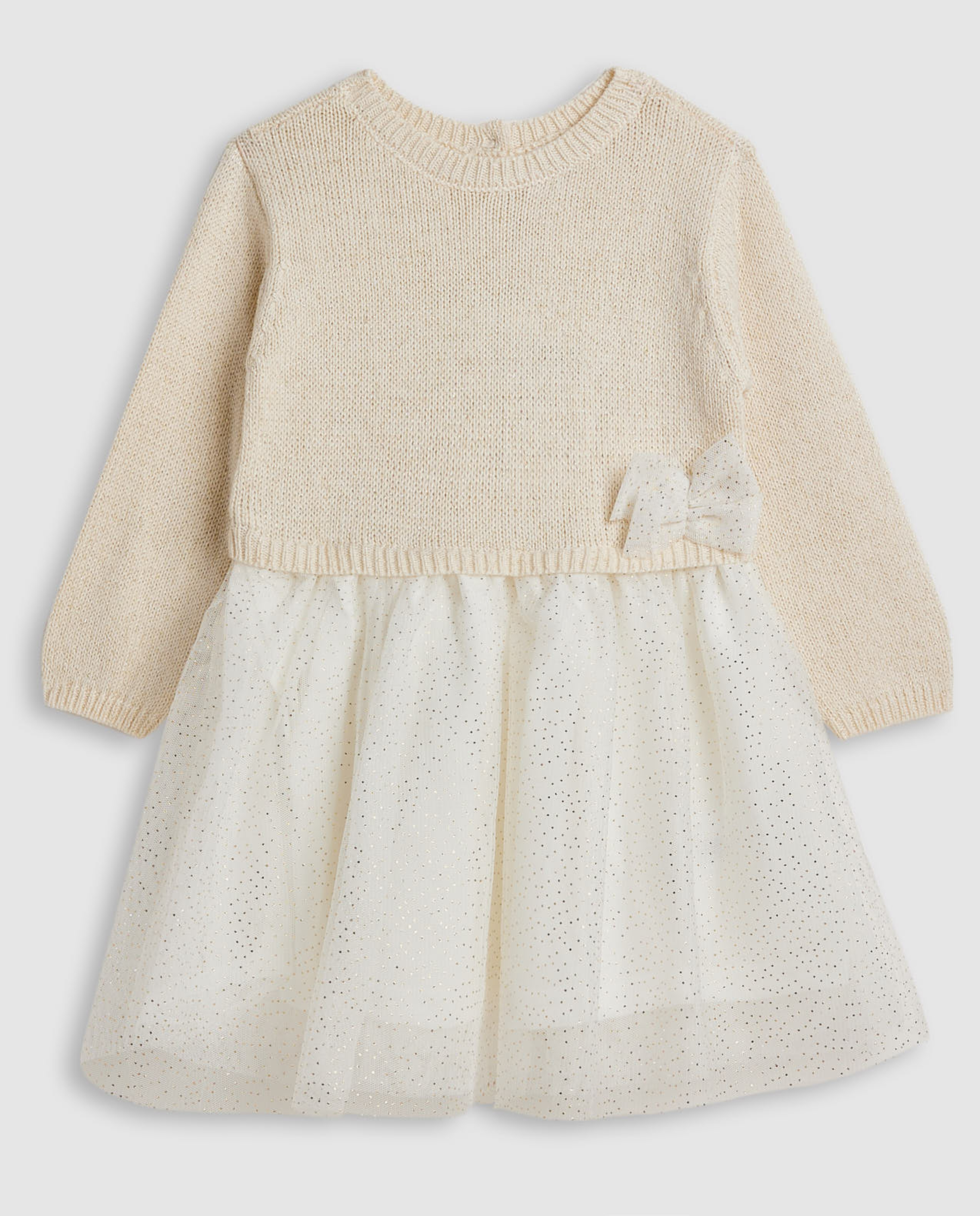 Knitted Flit and Flare Dress with Long Sleeves