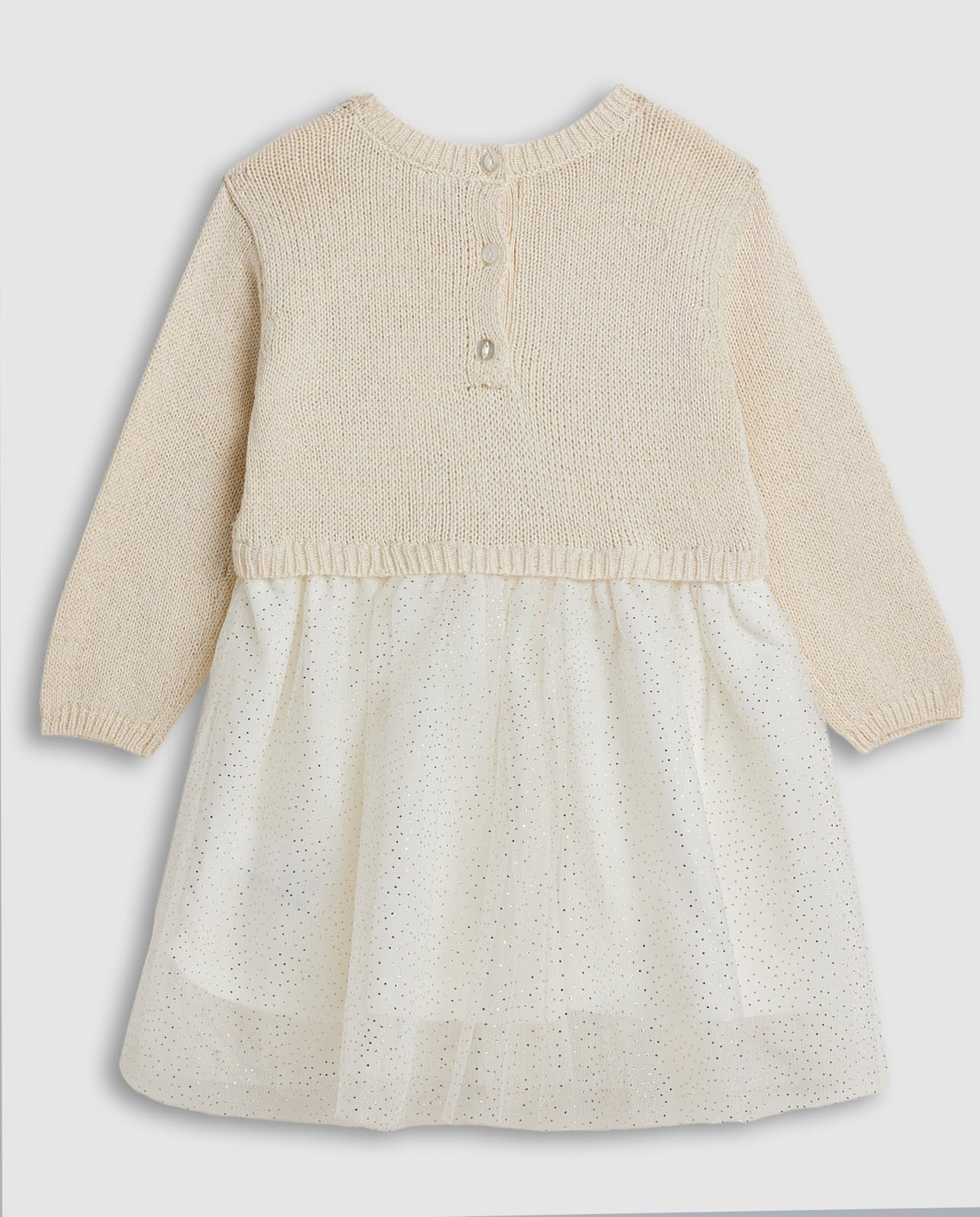 Knitted Flit and Flare Dress with Long Sleeves