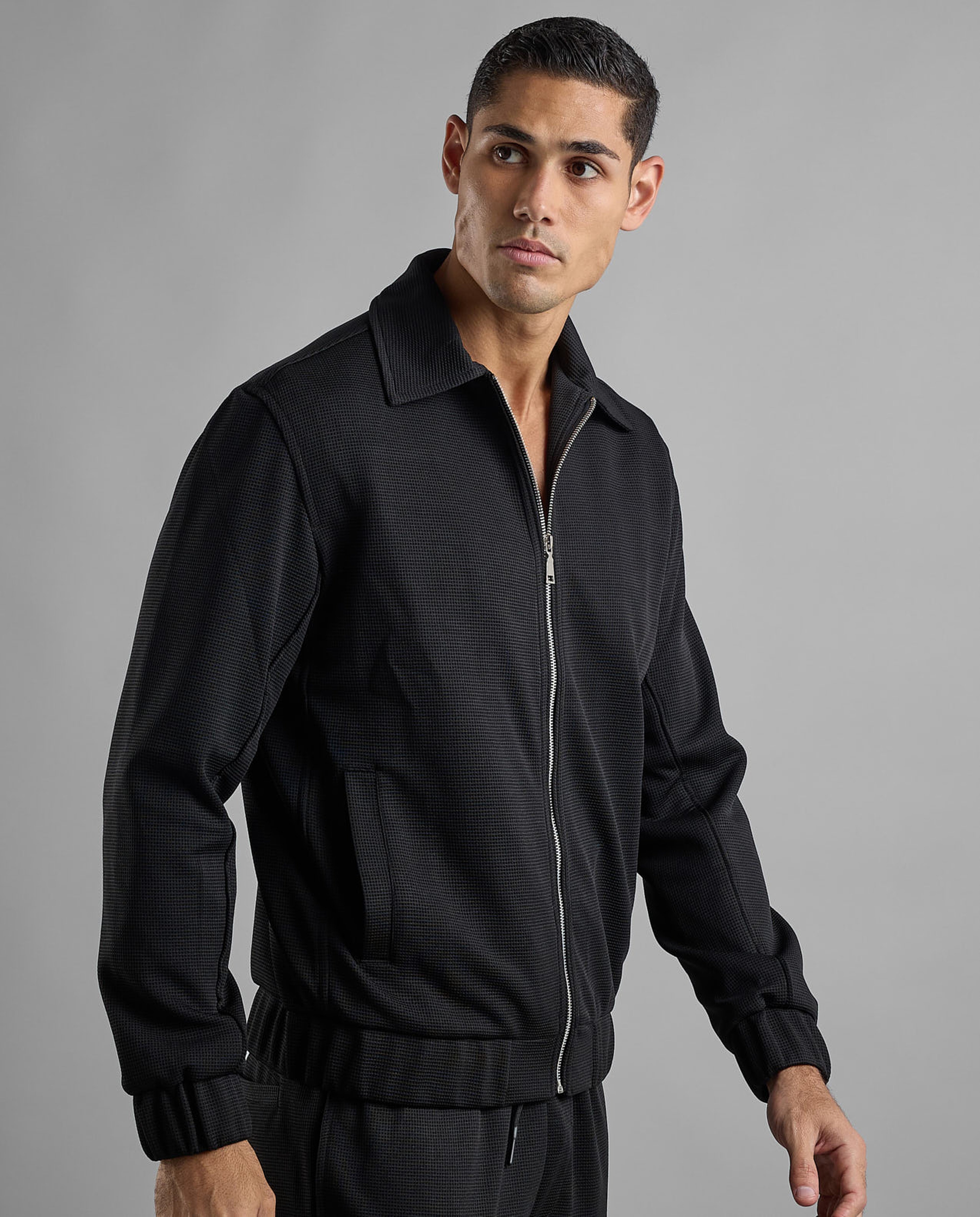 Solid Jacket with Zipper Closure