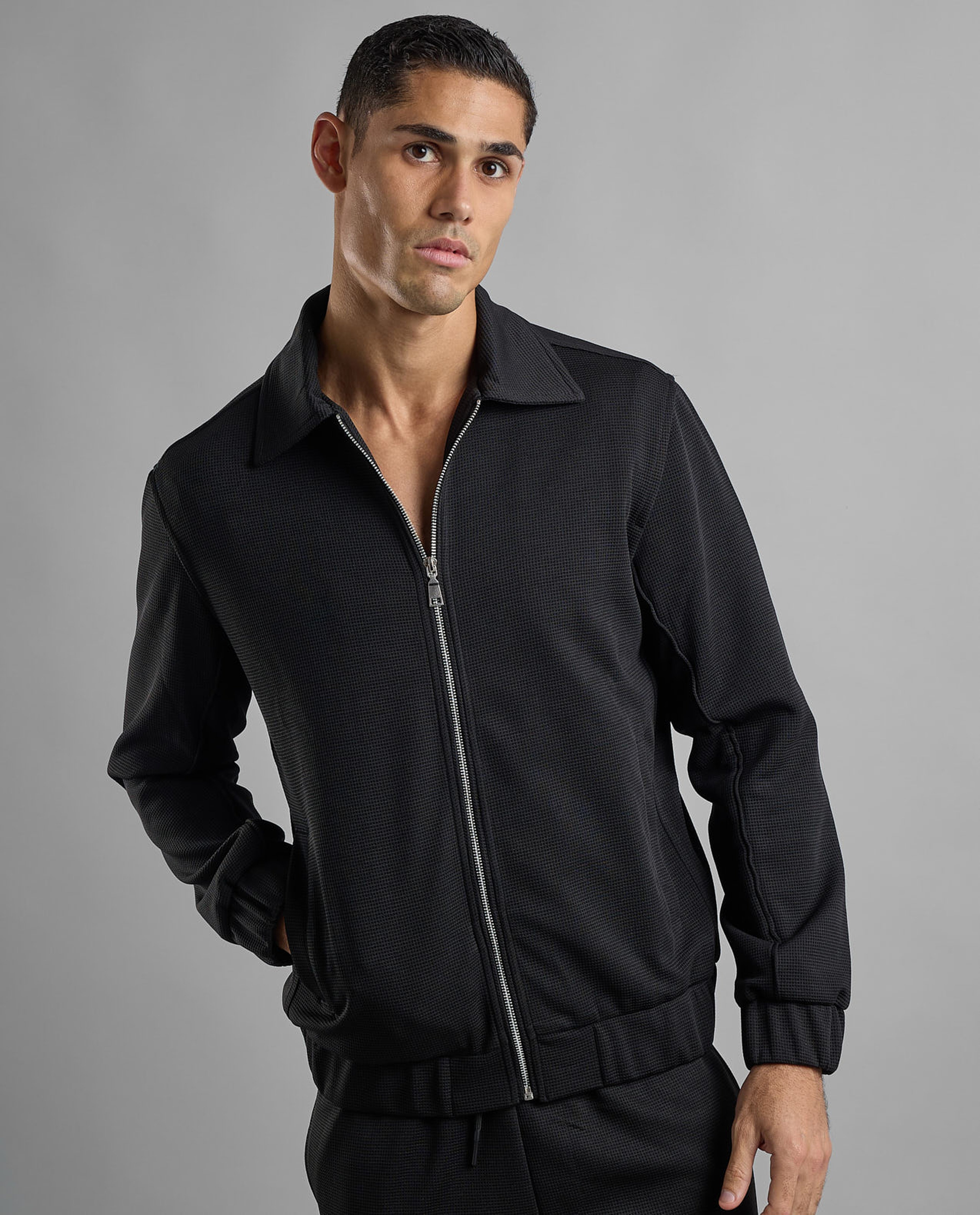 Solid Jacket with Zipper Closure
