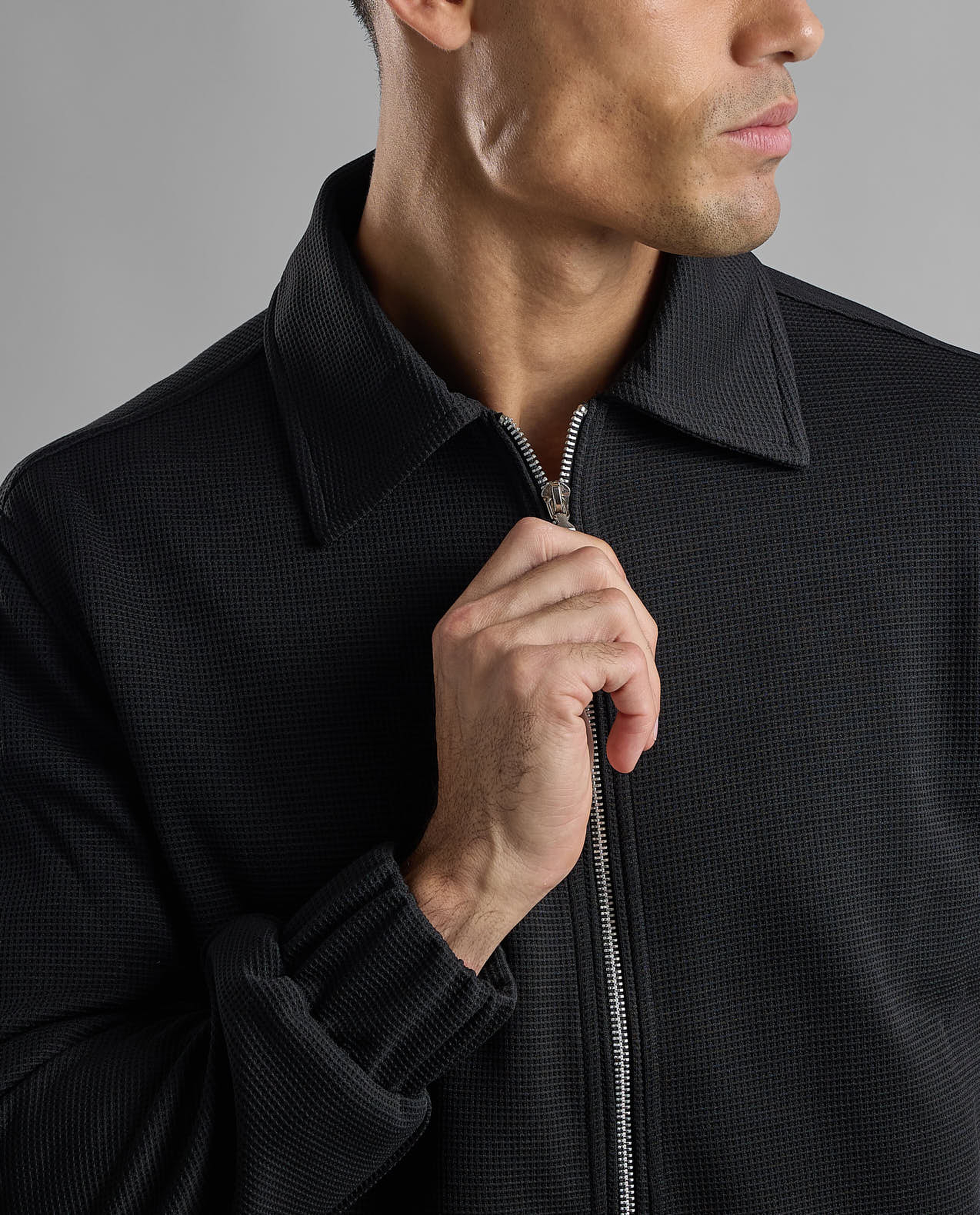 Solid Jacket with Zipper Closure