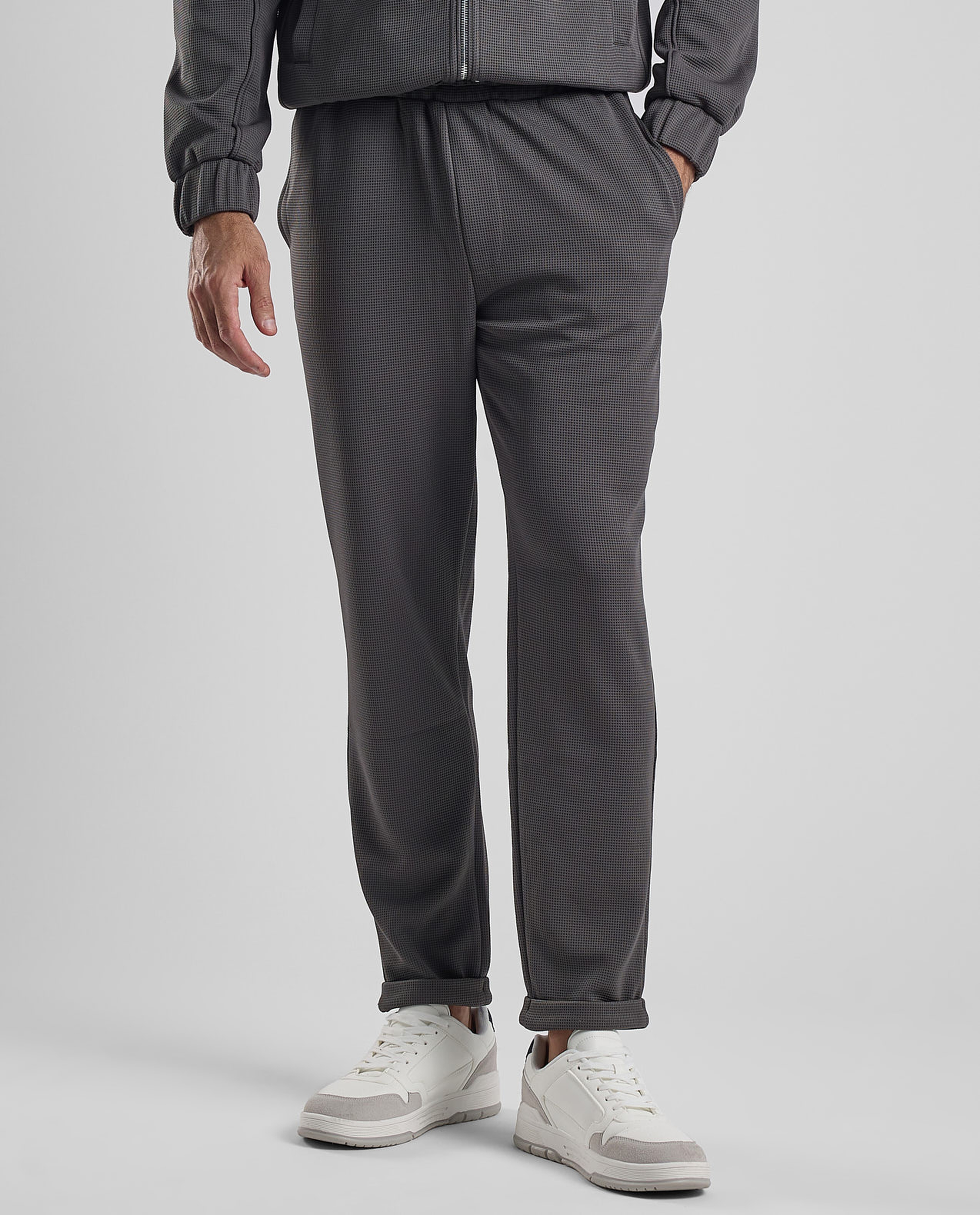 Textured Knit Pants with Elastic Waist