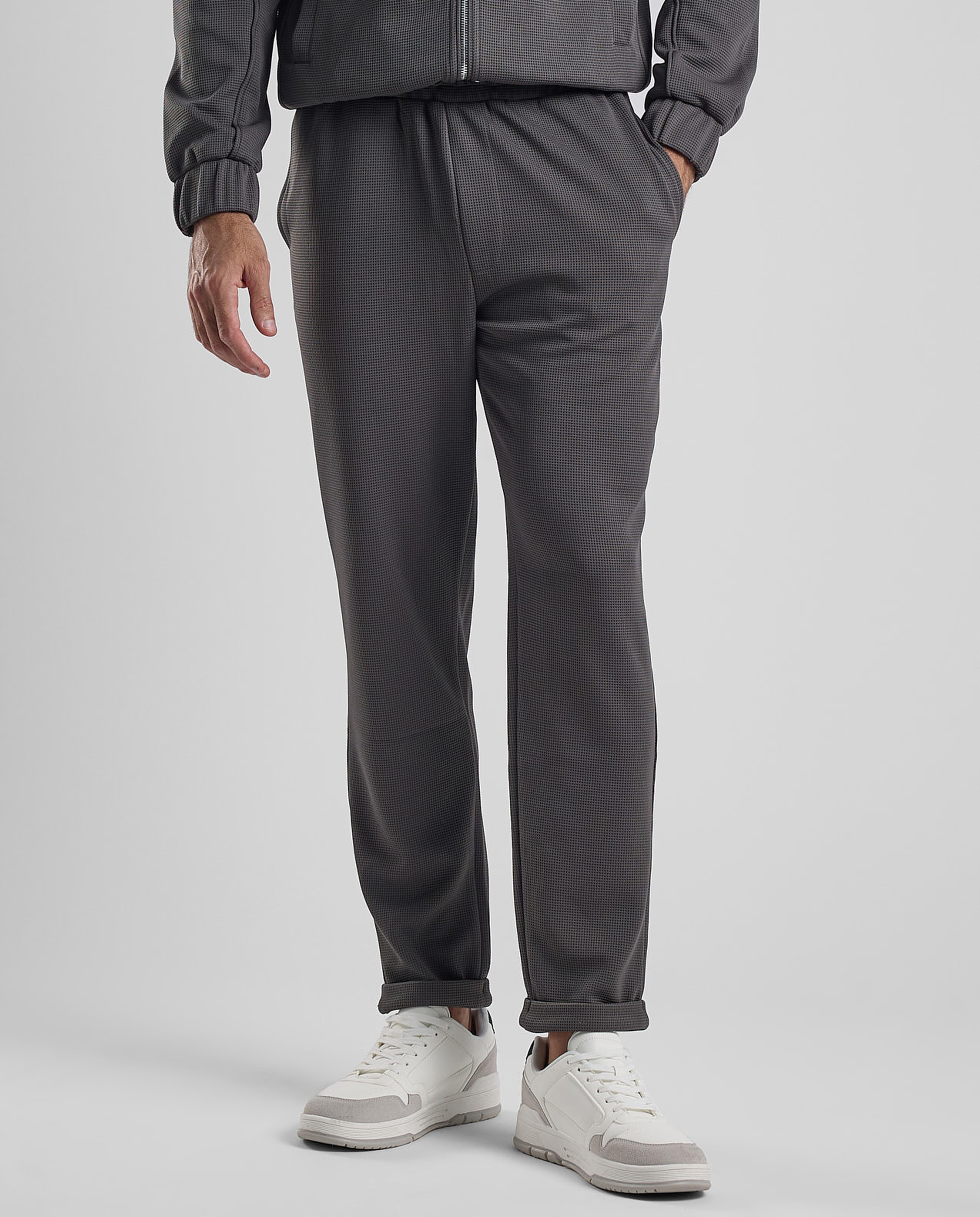 Textured Knit Pants with Elastic Waist