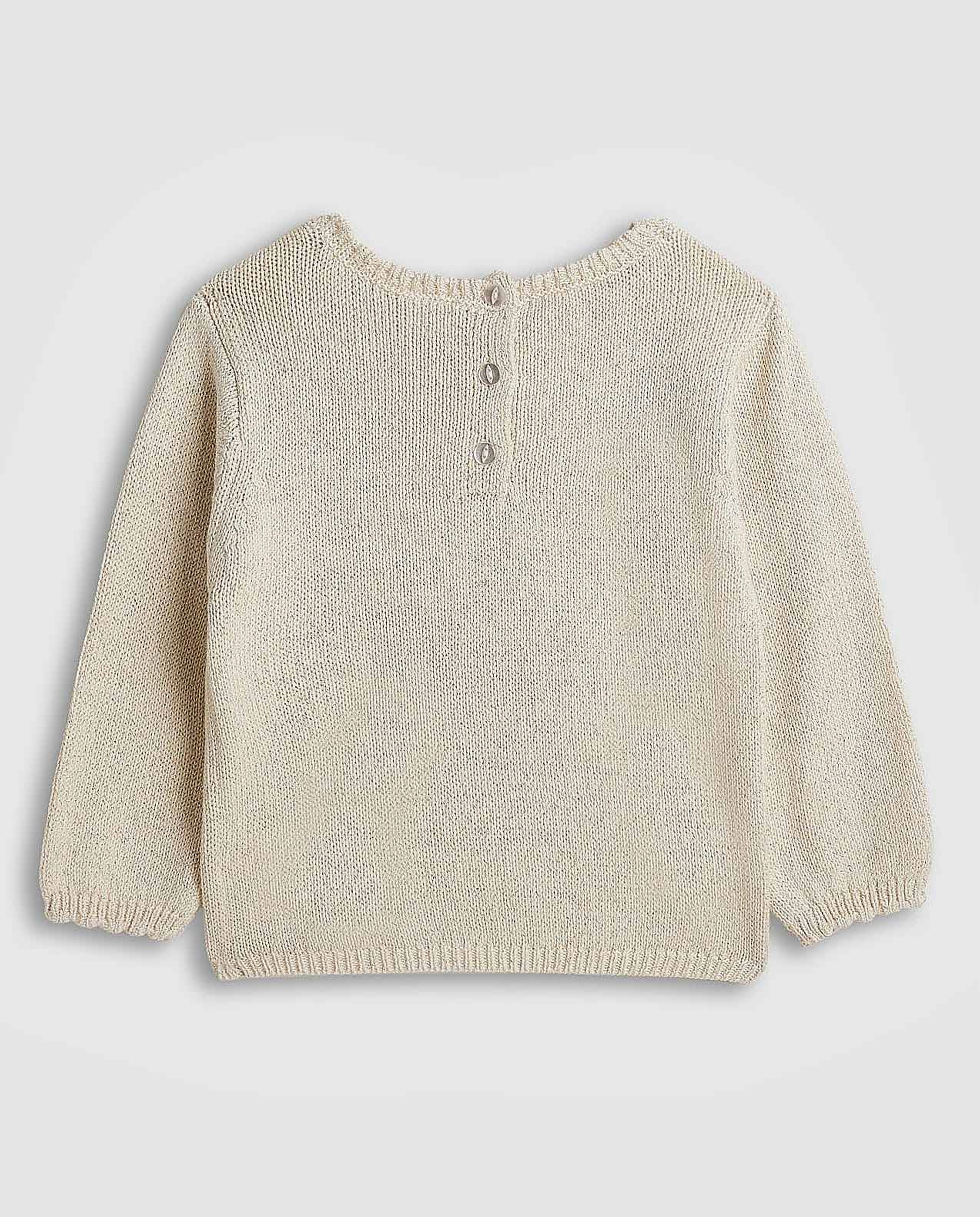 Appliqued Sweater with Crew Neck and Long Sleeves