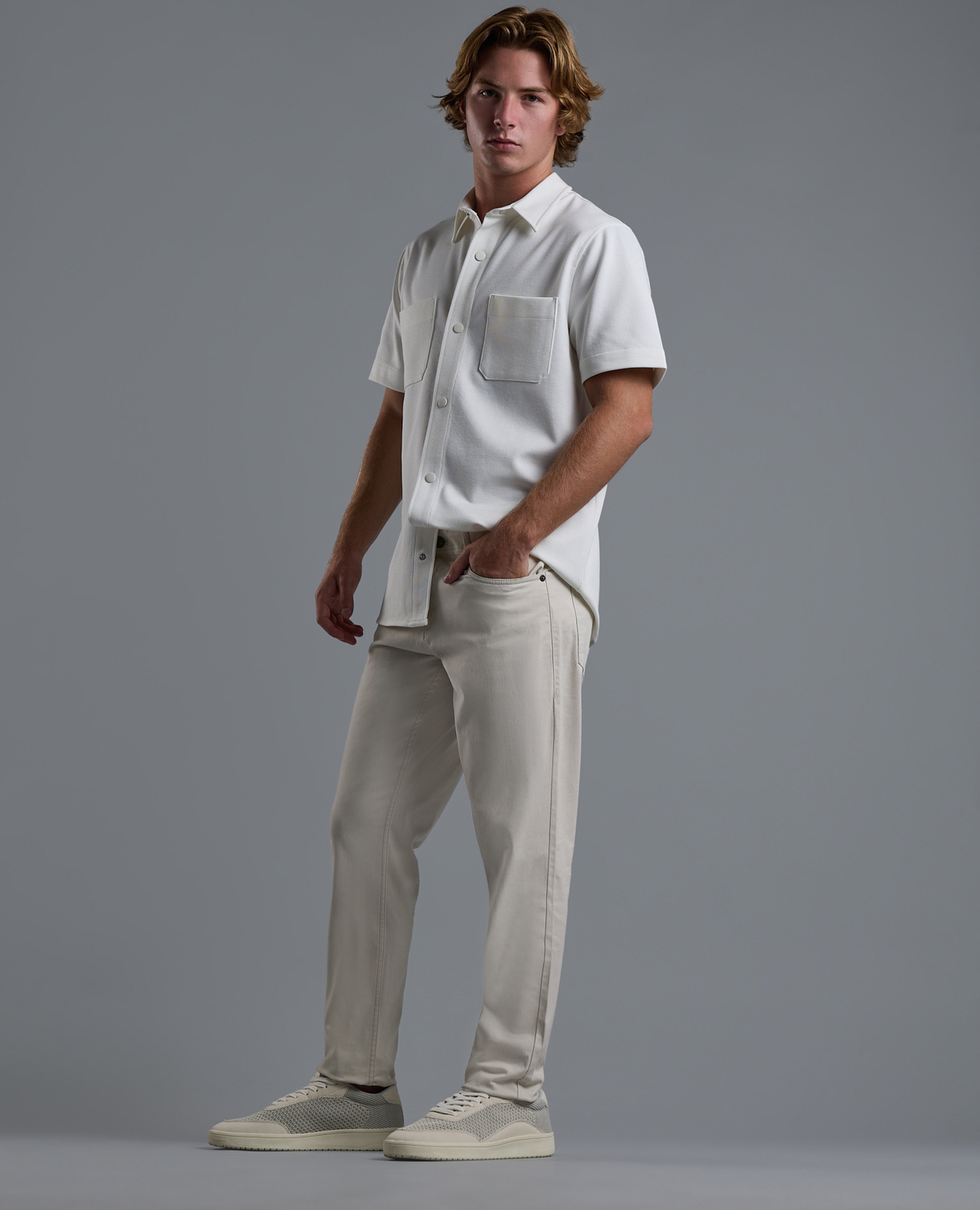 Solid Woven Pants with Button Closure