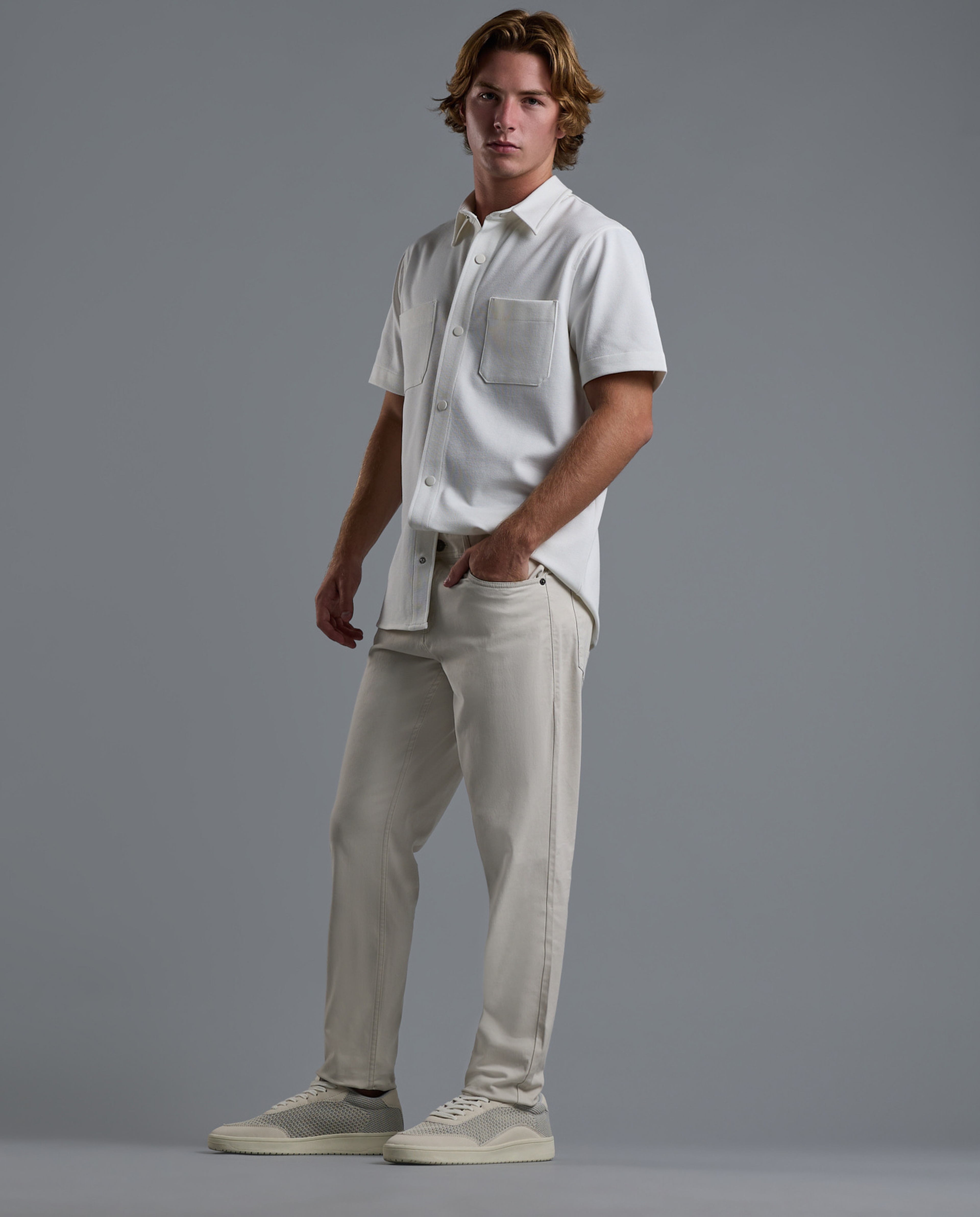 Solid Woven Pants with Button Closure