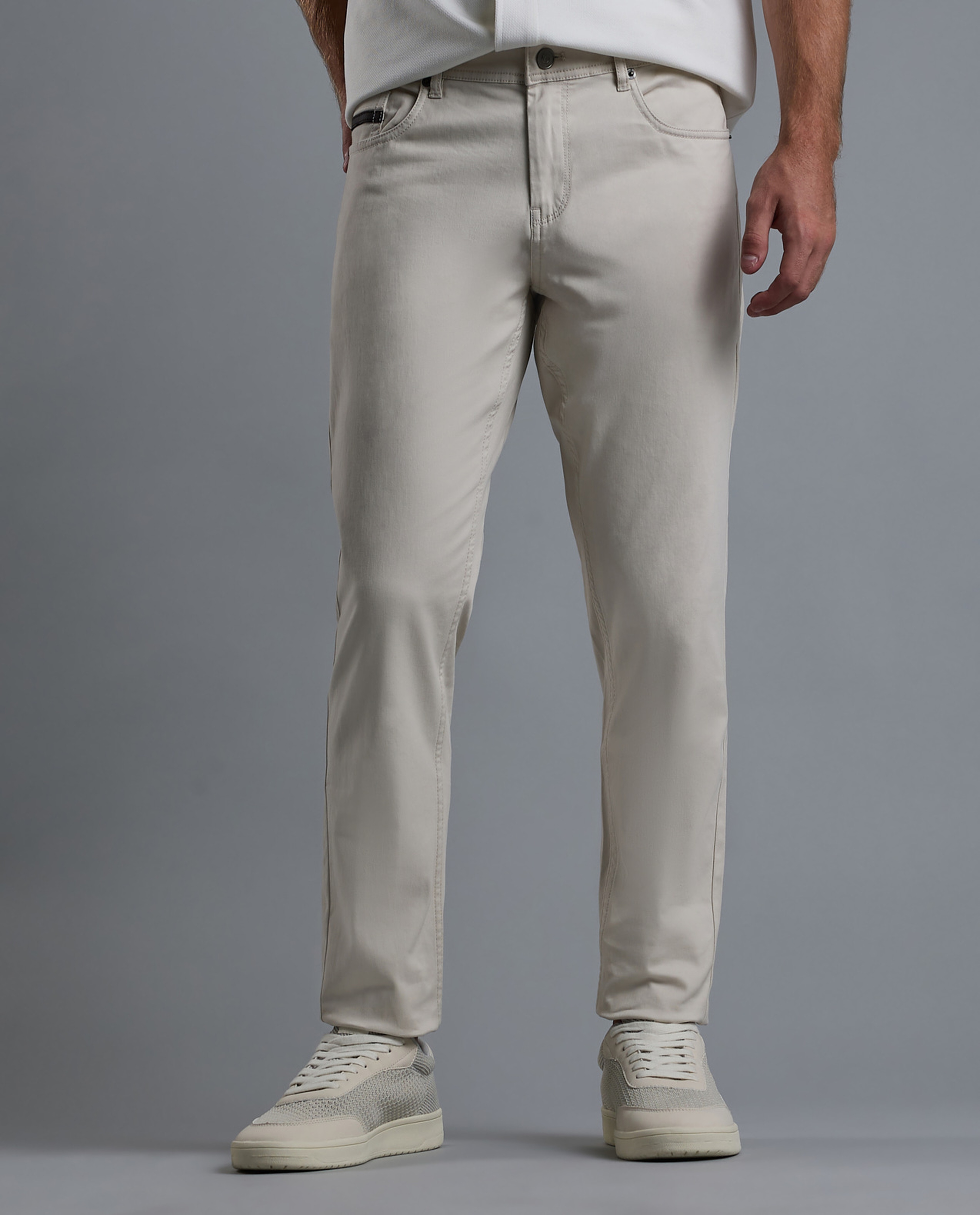 Solid Woven Pants with Button Closure