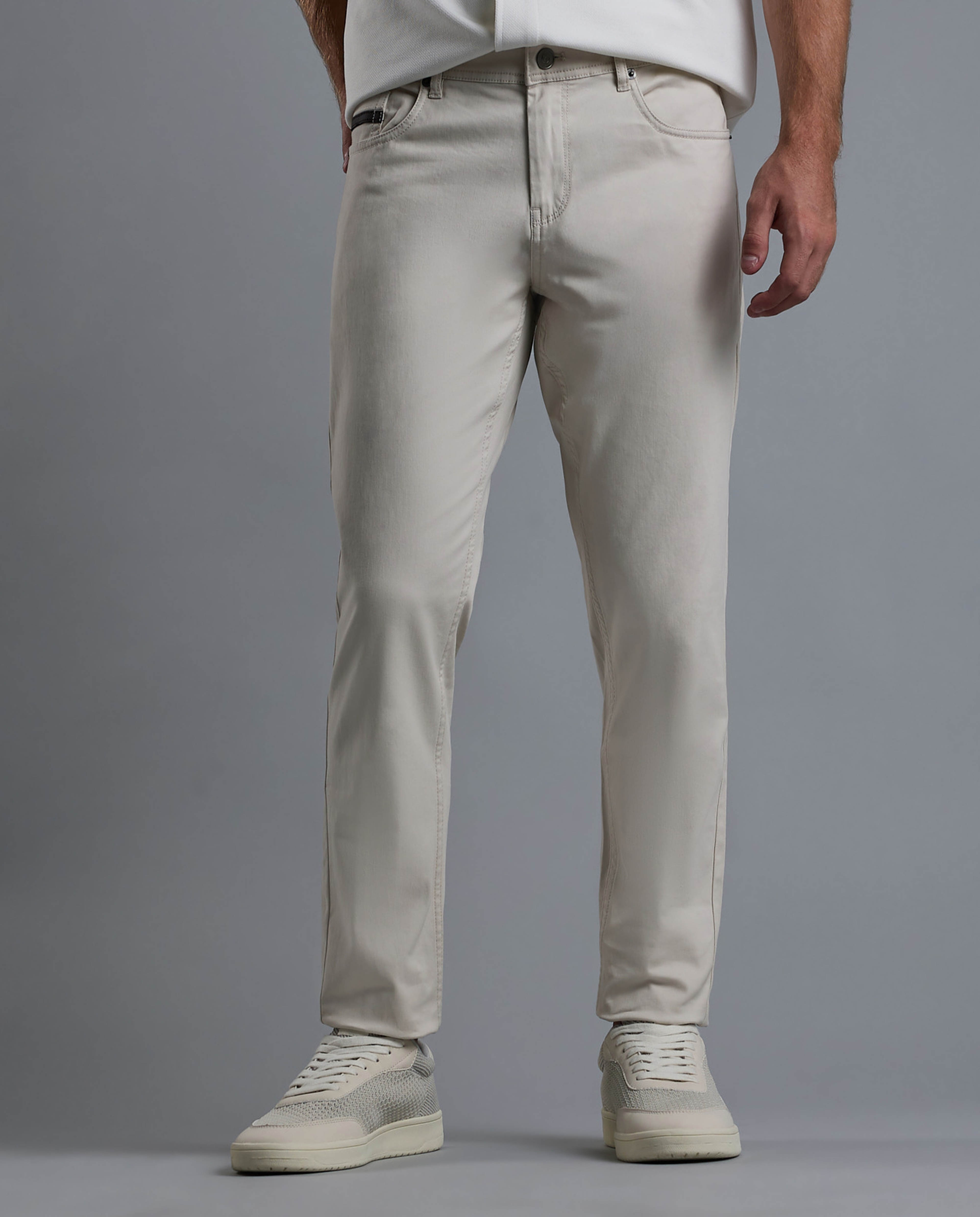 Solid Woven Pants with Button Closure