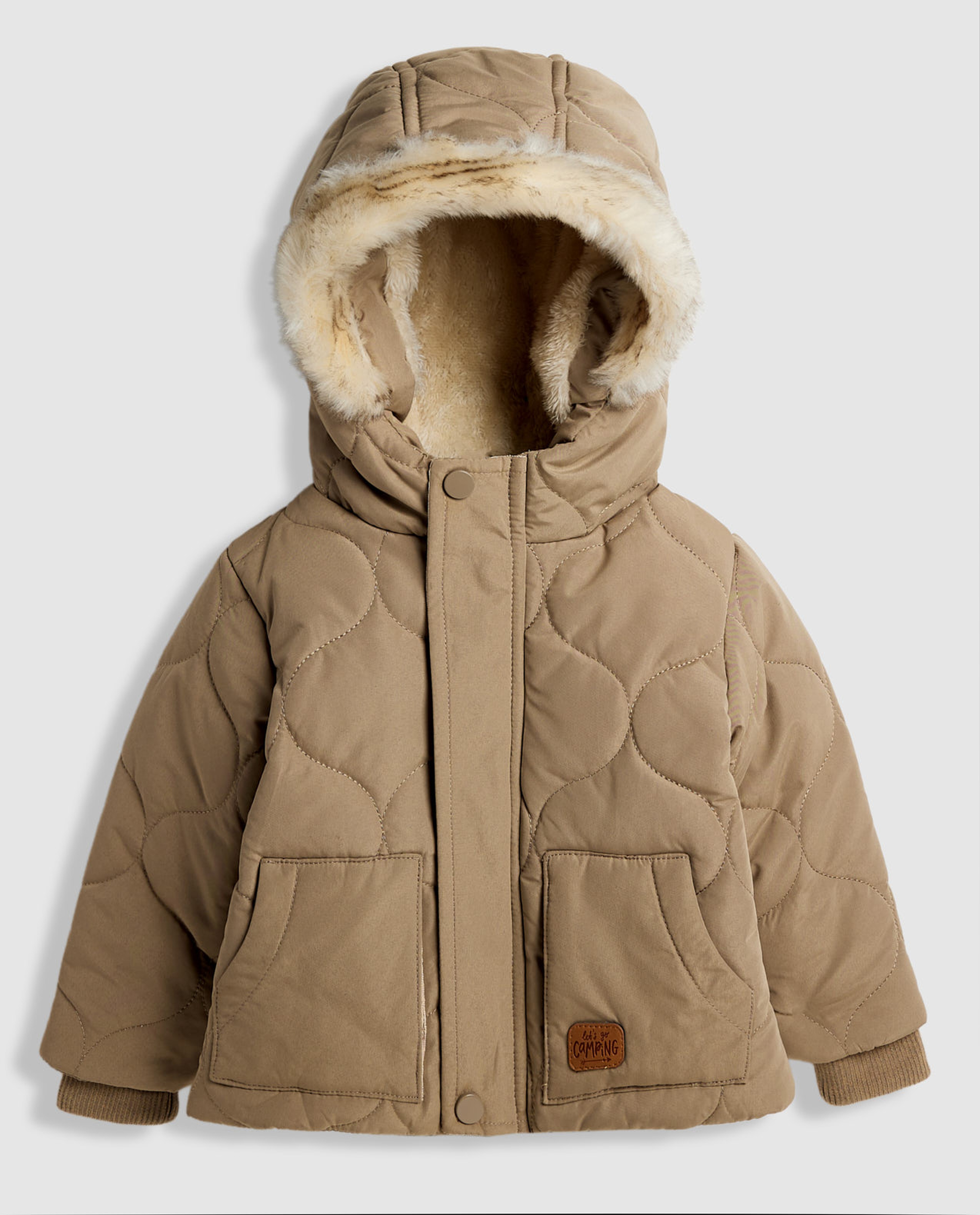 Quilted Hooded Puffer Jacket with Zipper Closure