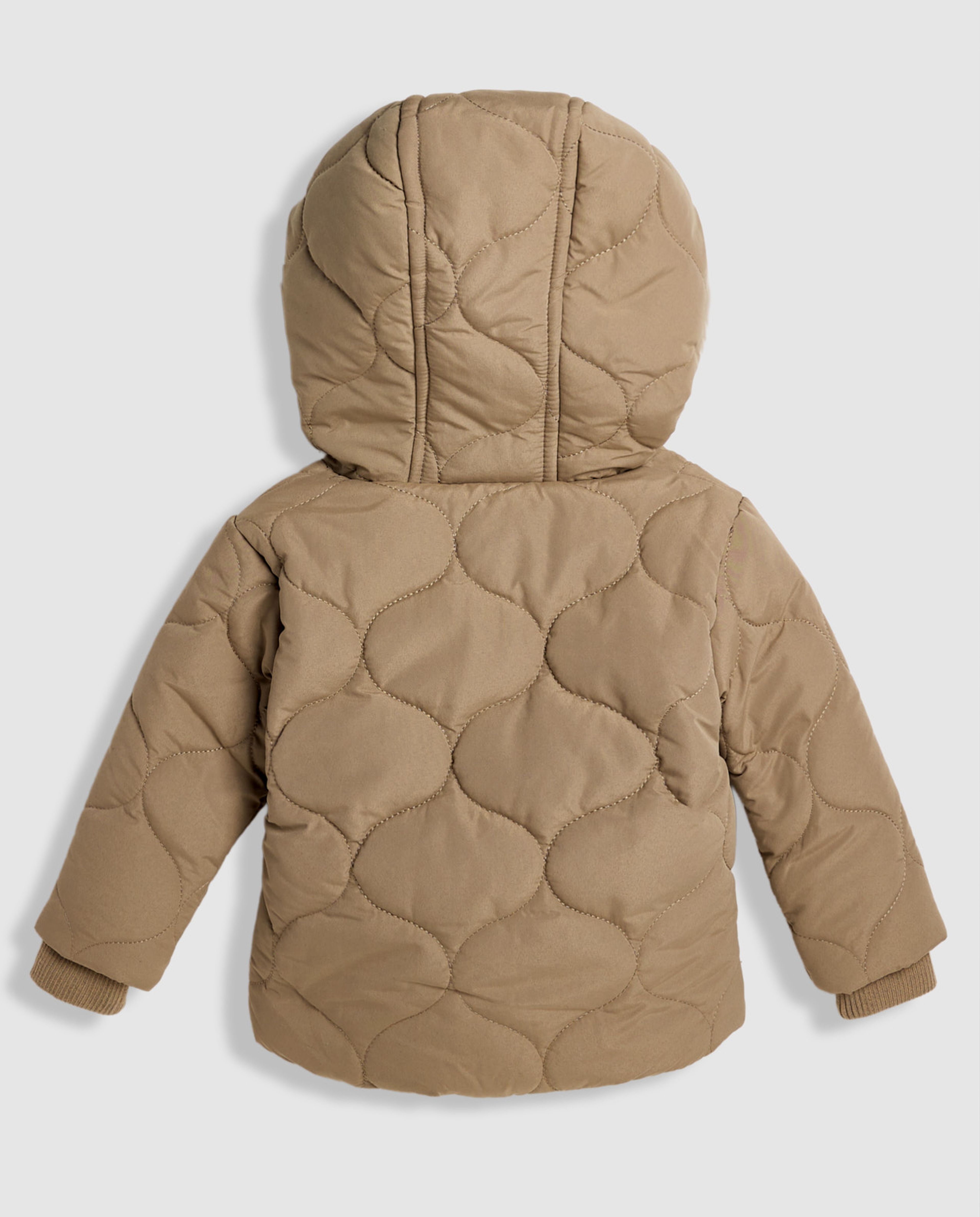 Quilted Hooded Puffer Jacket with Zipper Closure
