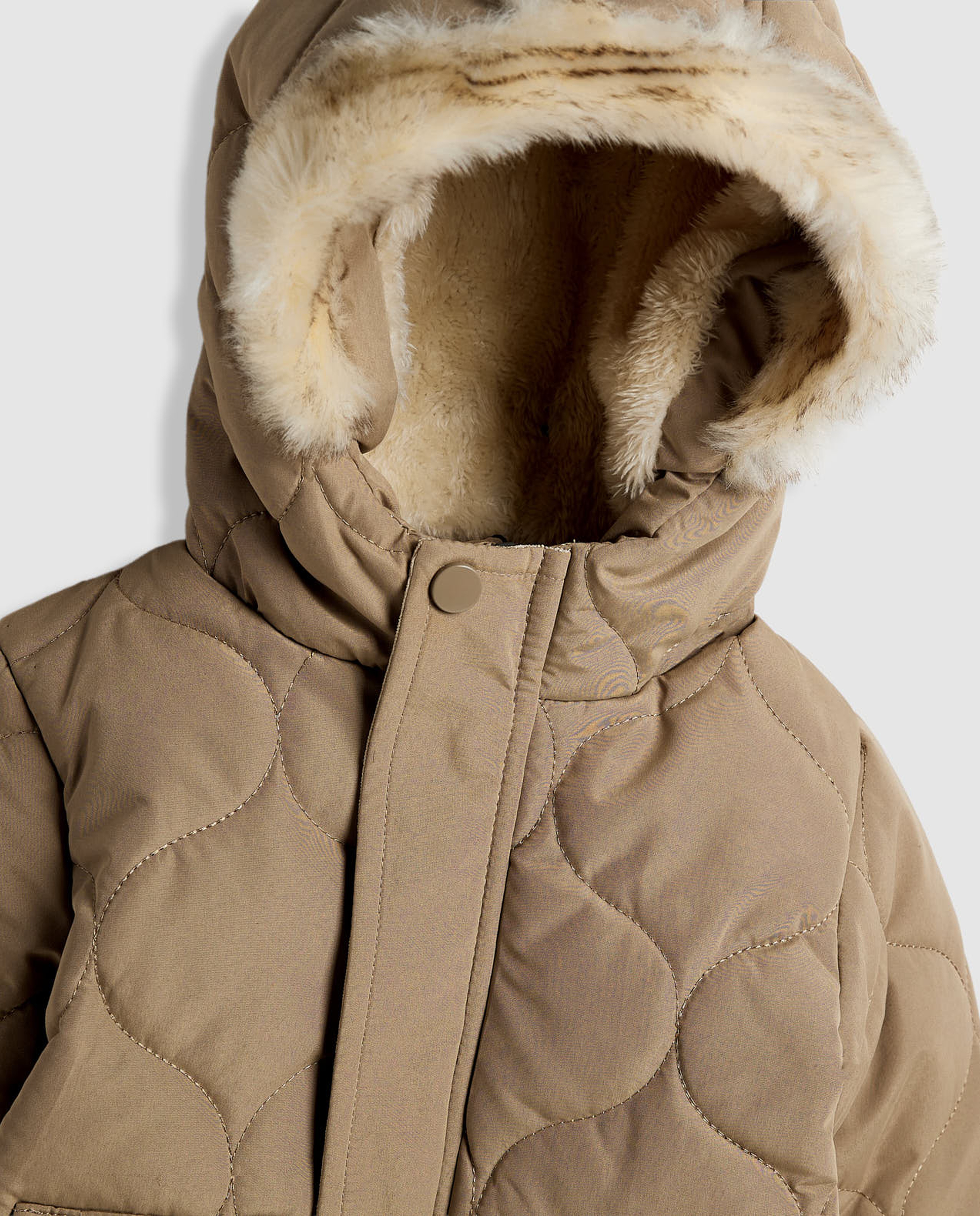 Quilted Hooded Puffer Jacket with Zipper Closure