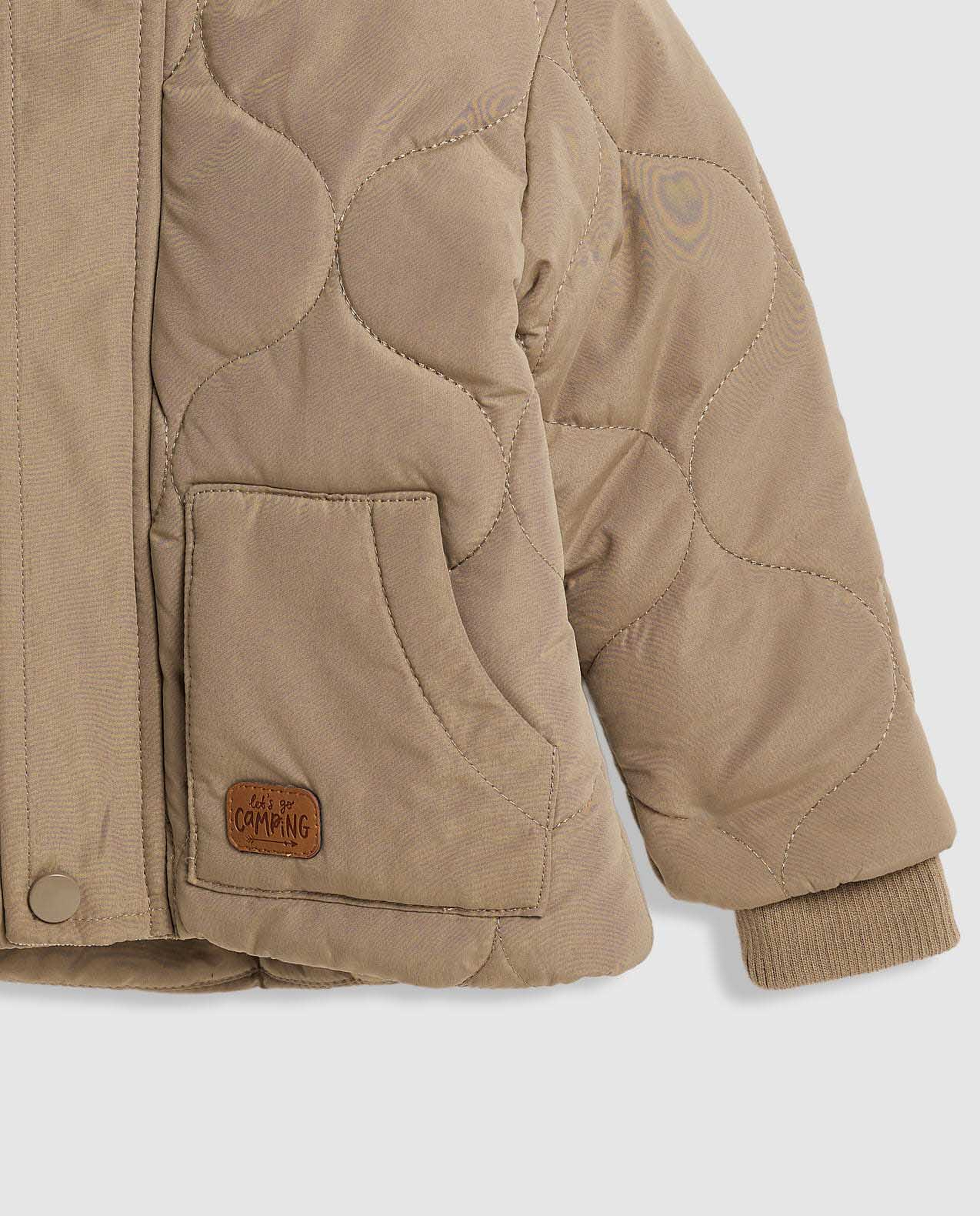 Quilted Hooded Puffer Jacket with Zipper Closure