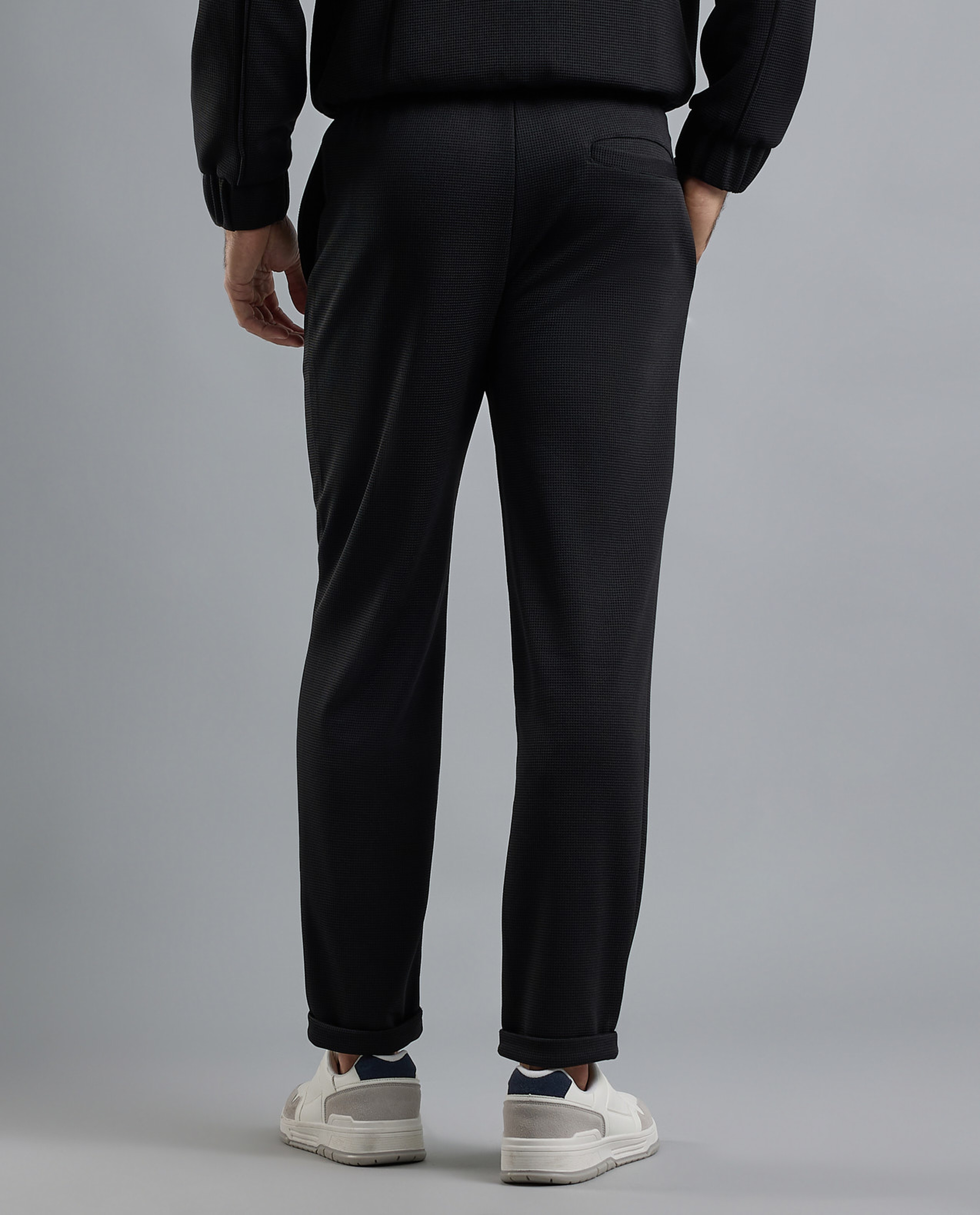 Textured Knit Pants with Elastic Waist