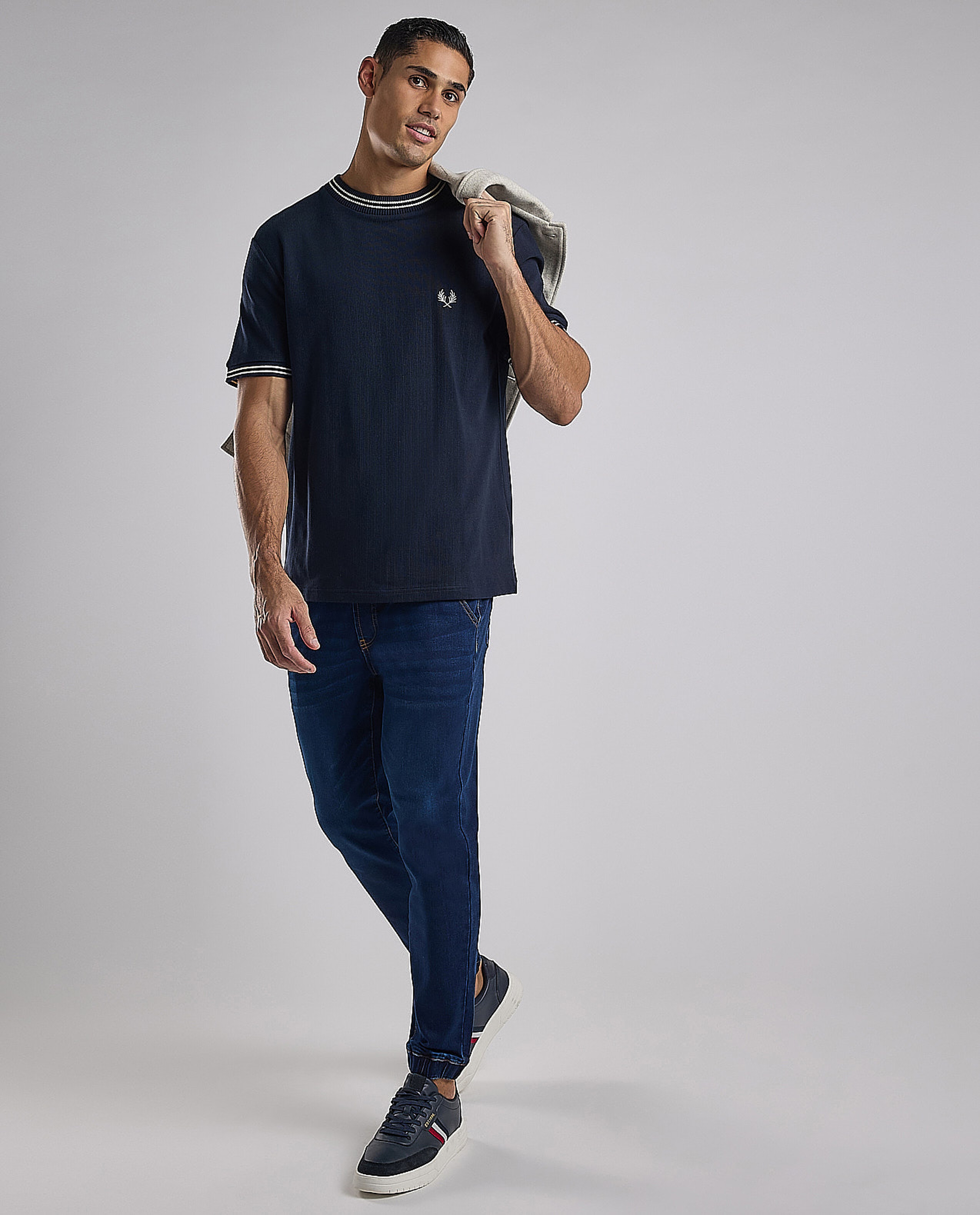 Ribbed T-Shirt with Crew Neck and Short Sleeves
