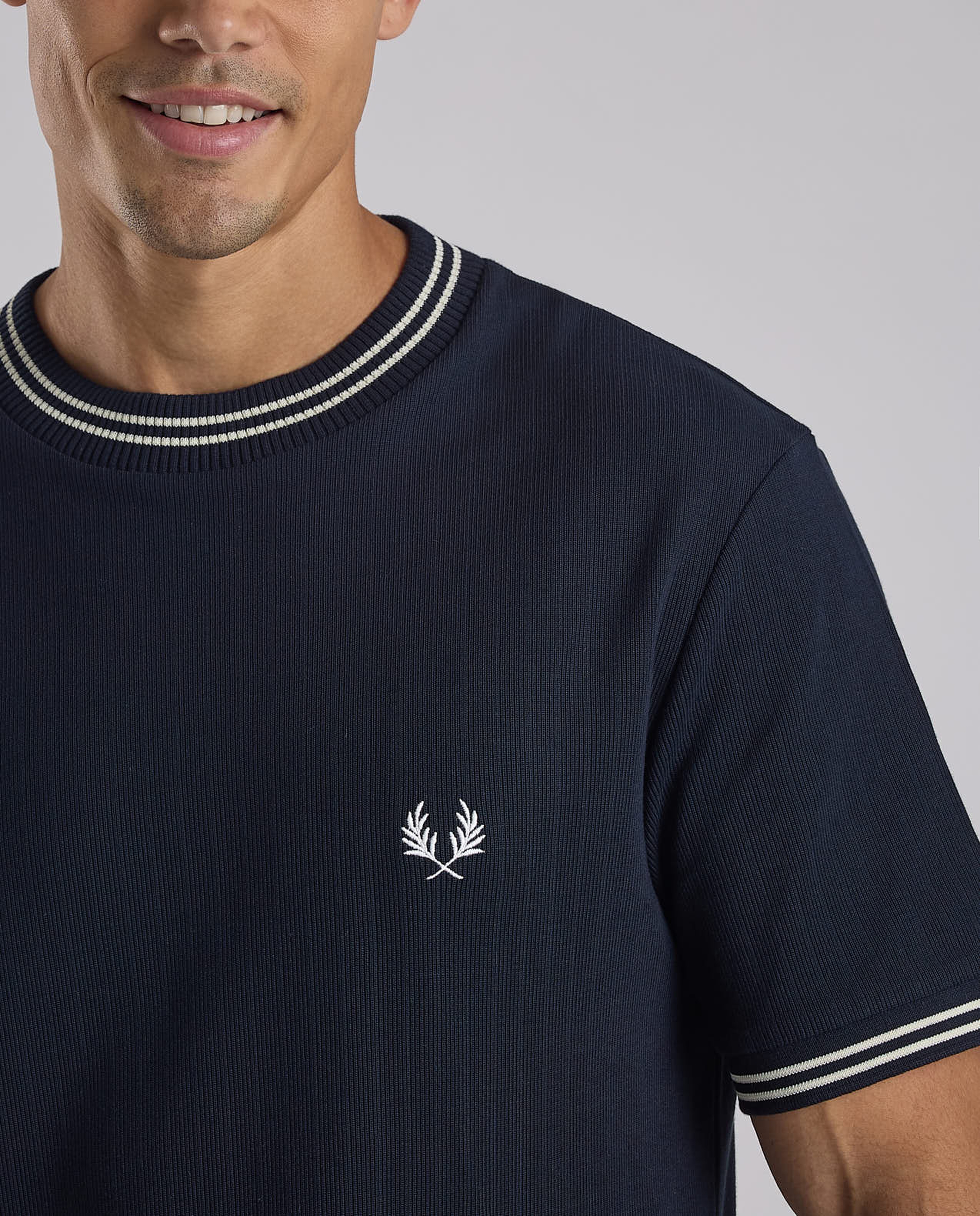 Ribbed T-Shirt with Crew Neck and Short Sleeves