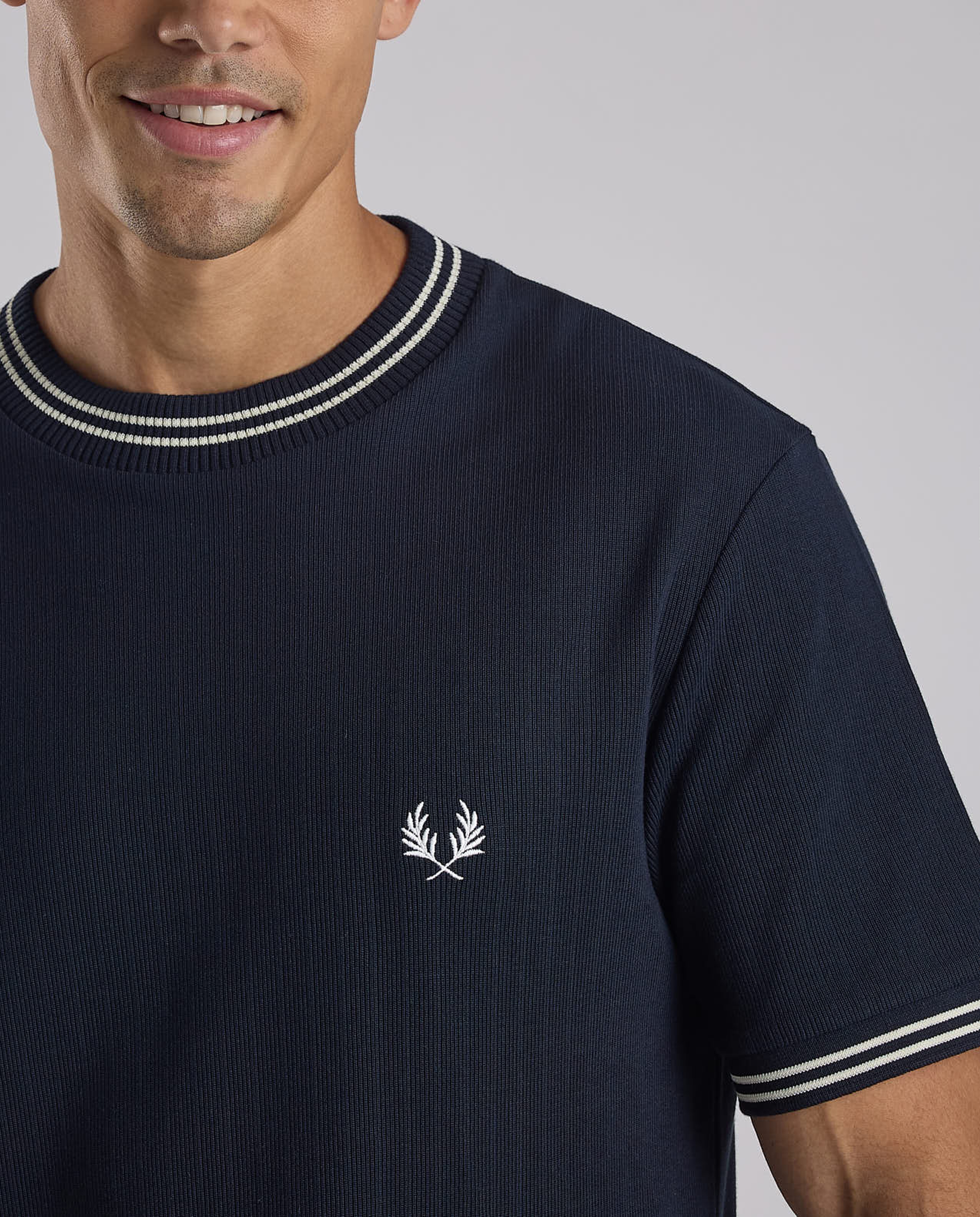 Ribbed T-Shirt with Crew Neck and Short Sleeves