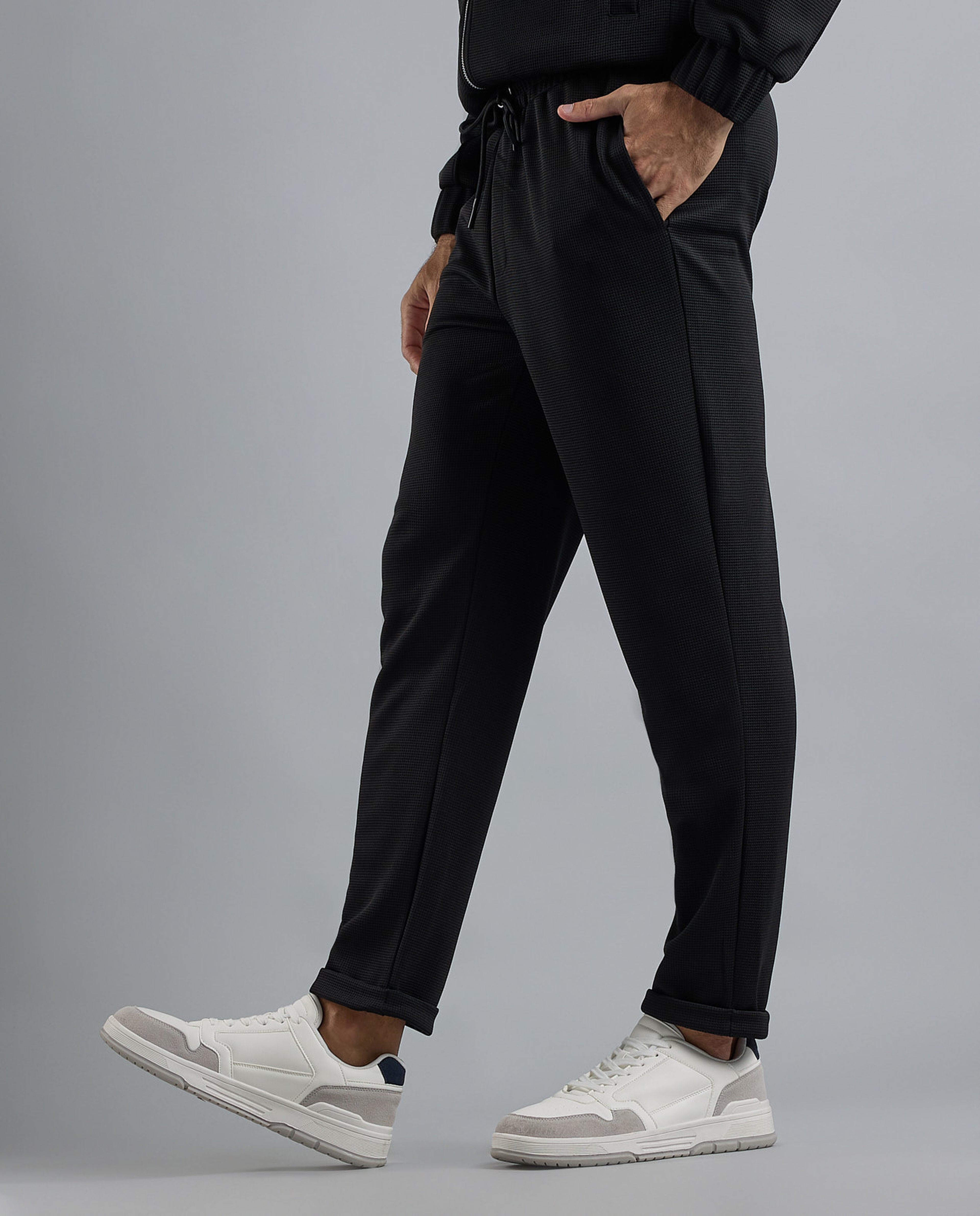 Textured Knit Pants with Elastic Waist