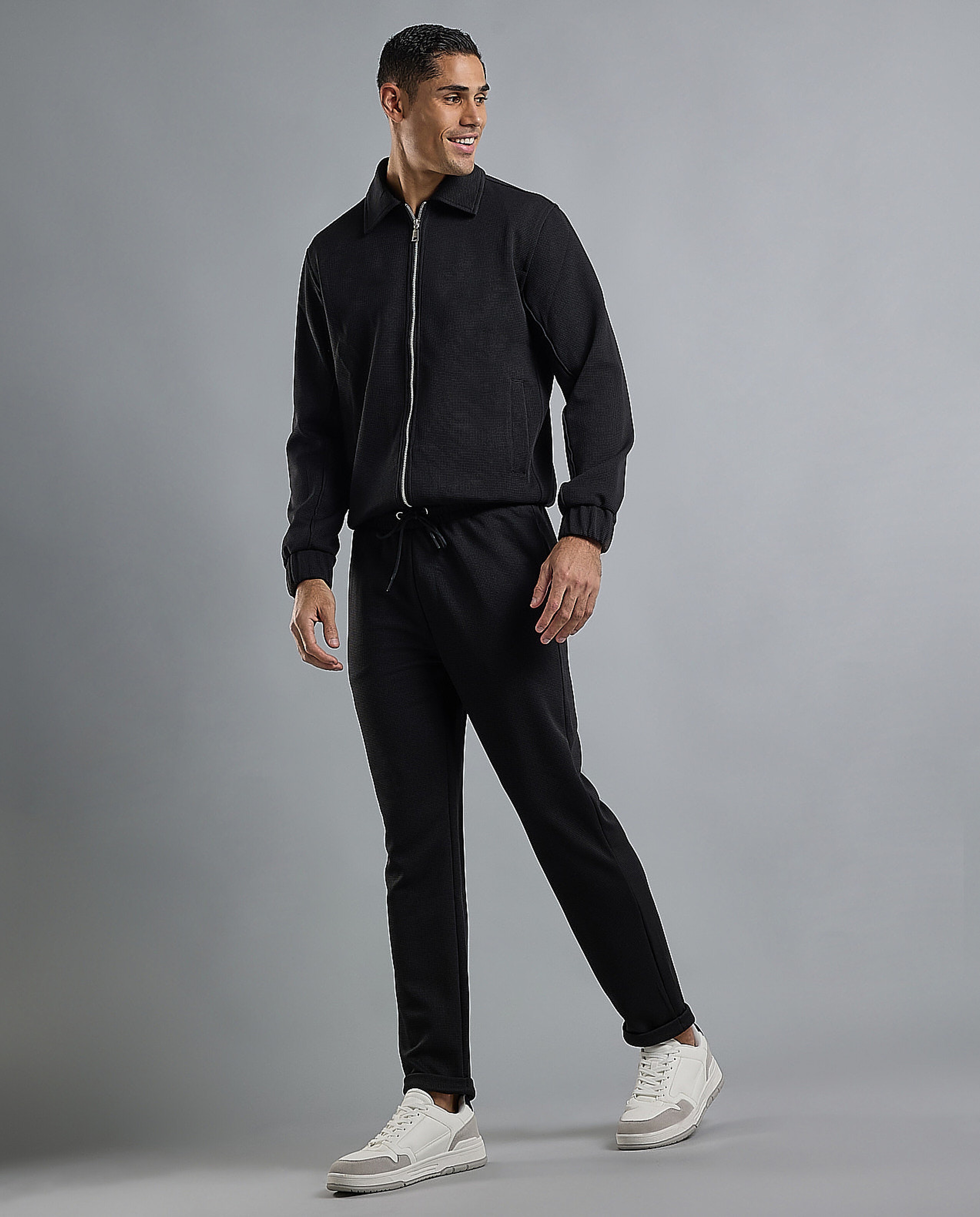 Textured Knit Pants with Elastic Waist