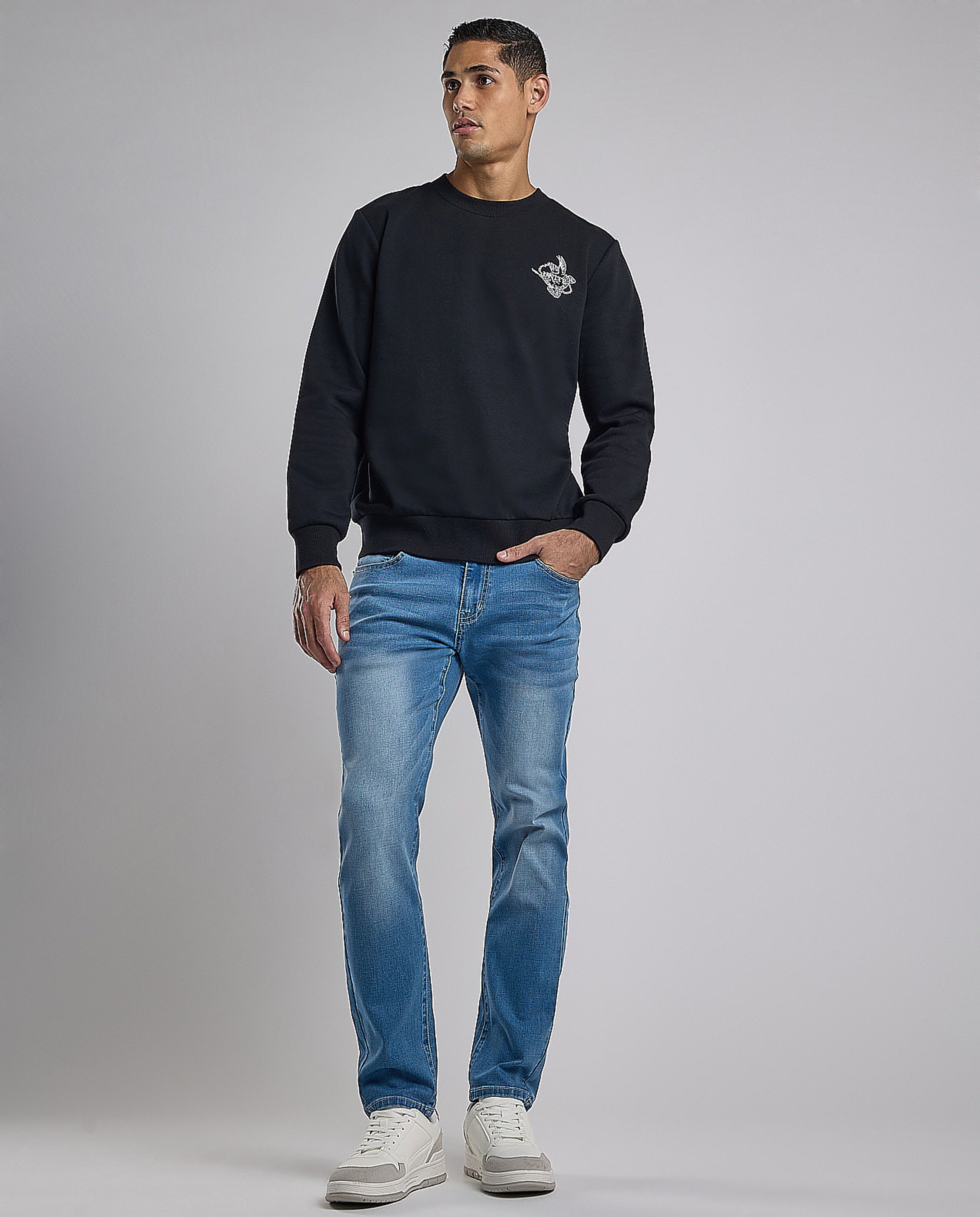 Printed Sweatshirt with Crew Neck and Long Sleeves