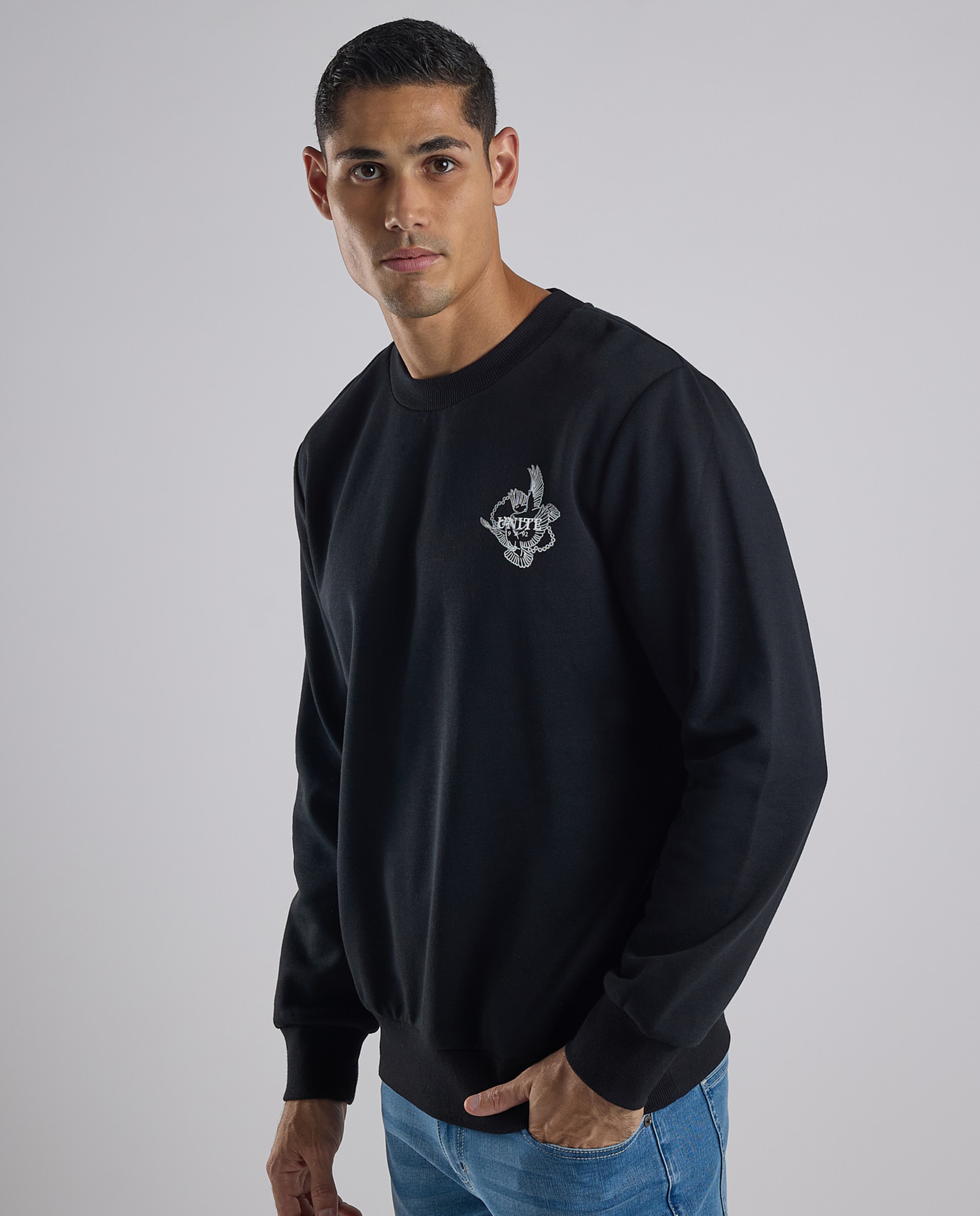 Printed Sweatshirt with Crew Neck and Long Sleeves