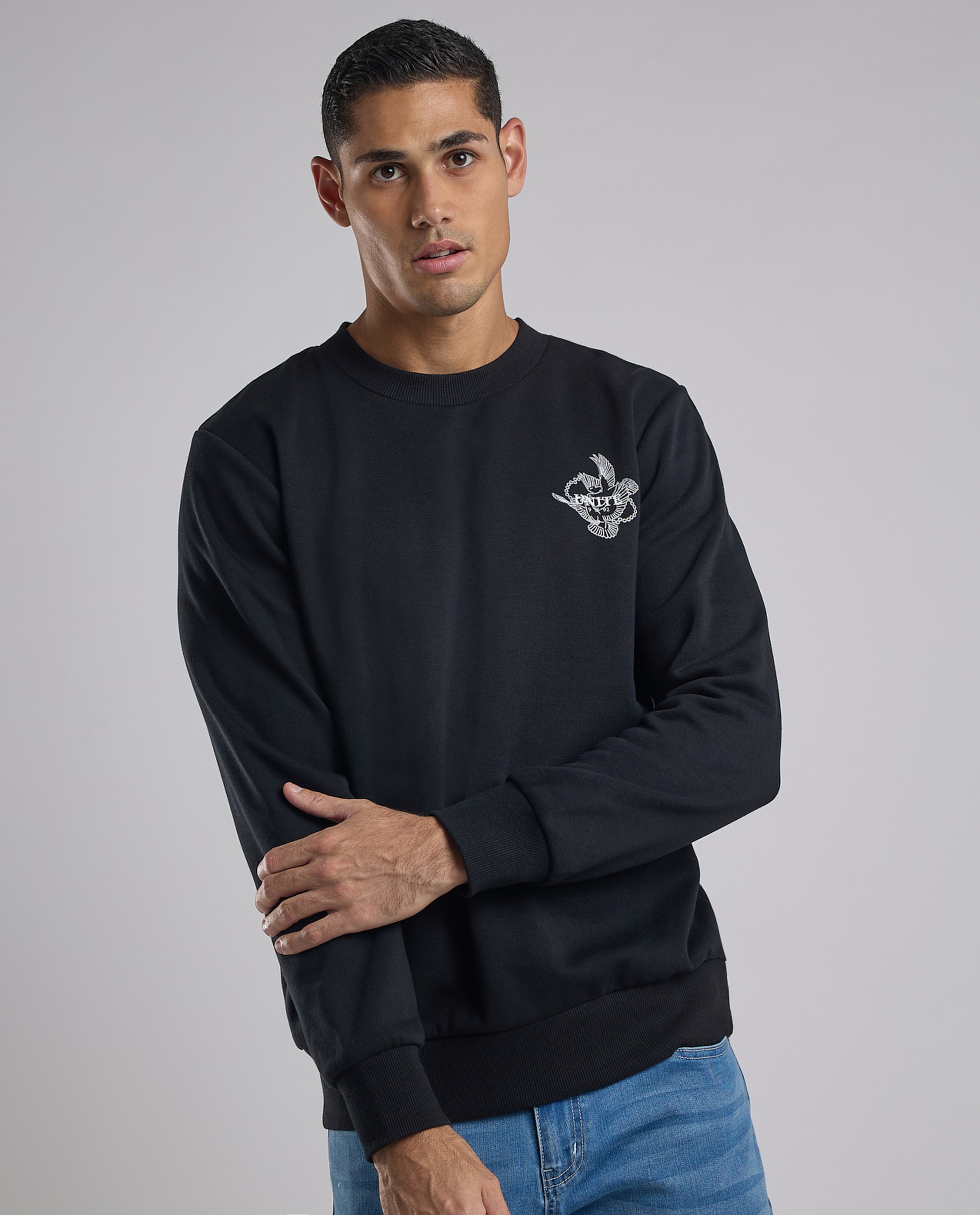 Printed Sweatshirt with Crew Neck and Long Sleeves