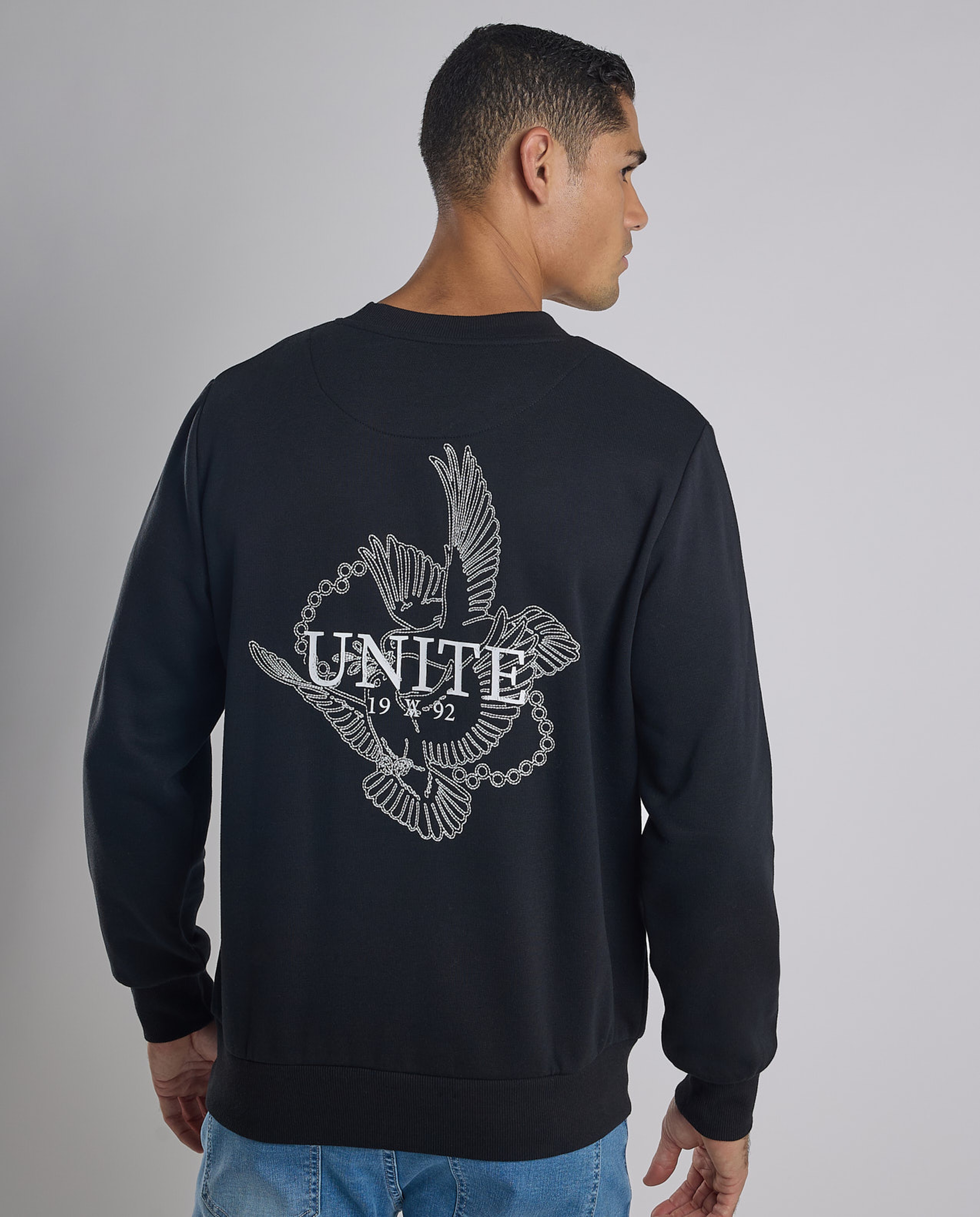Printed Sweatshirt with Crew Neck and Long Sleeves