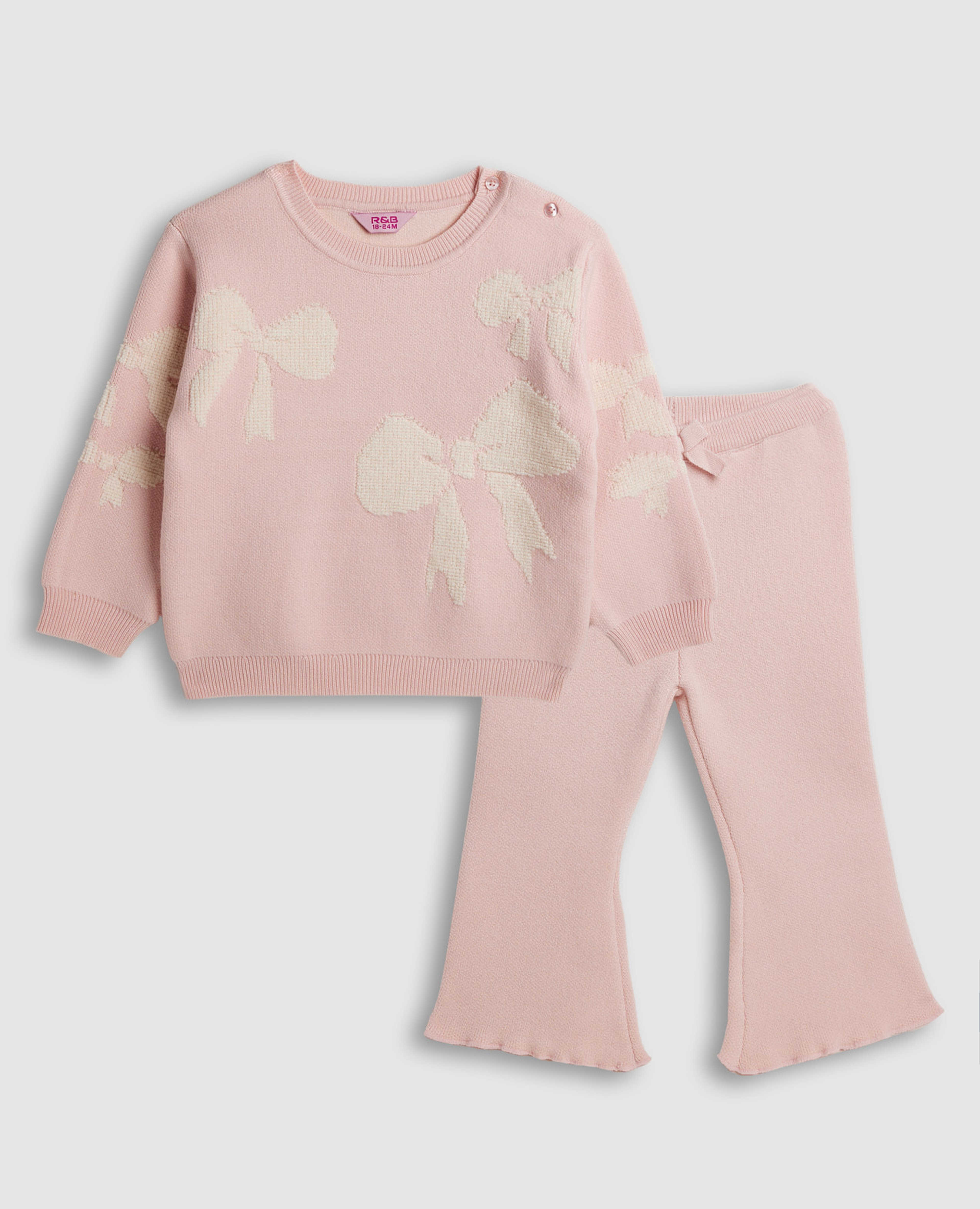 Bow Patterned Knitted Clothing Set