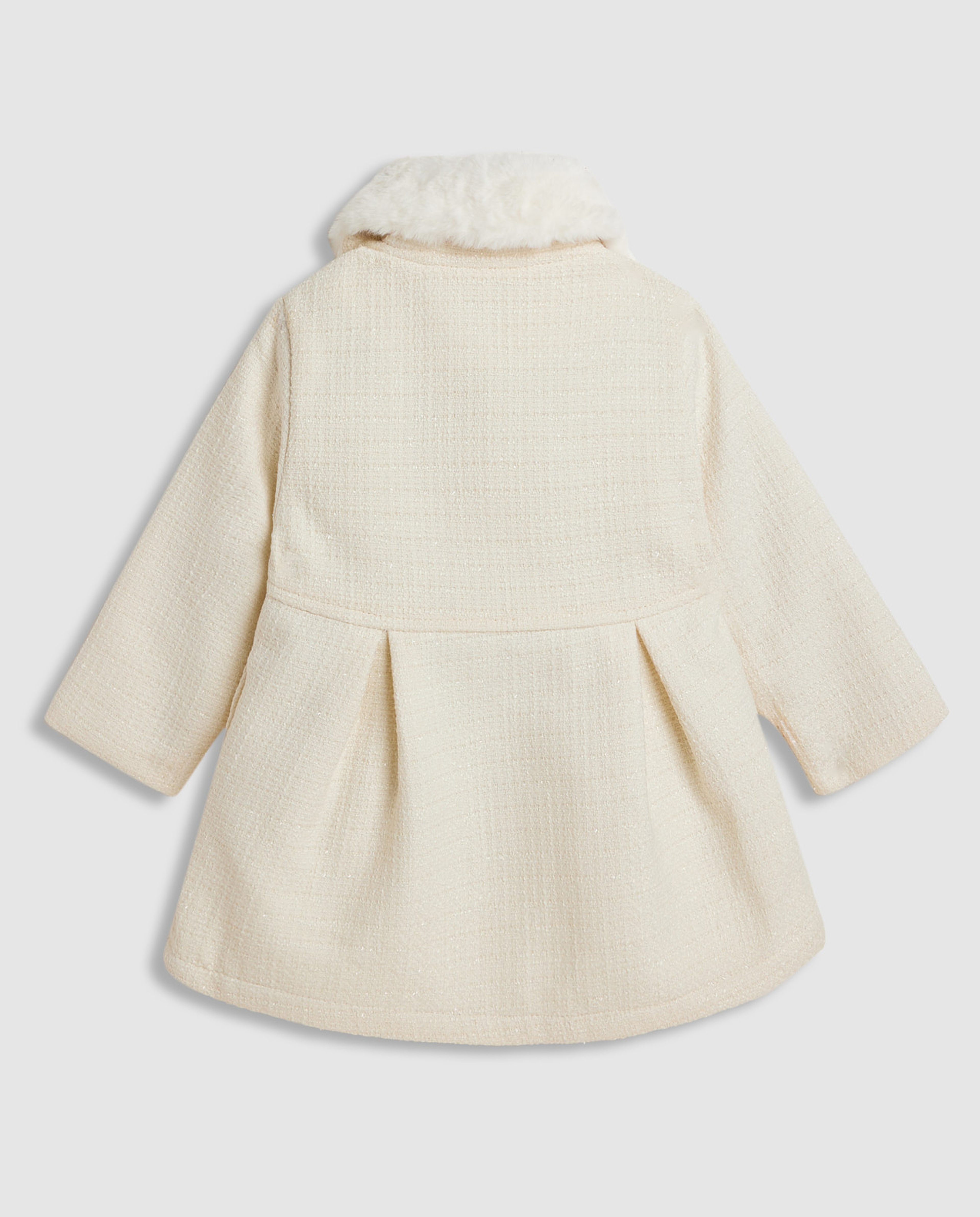 Textured Jacket with Shirt Collar and Long Sleeves