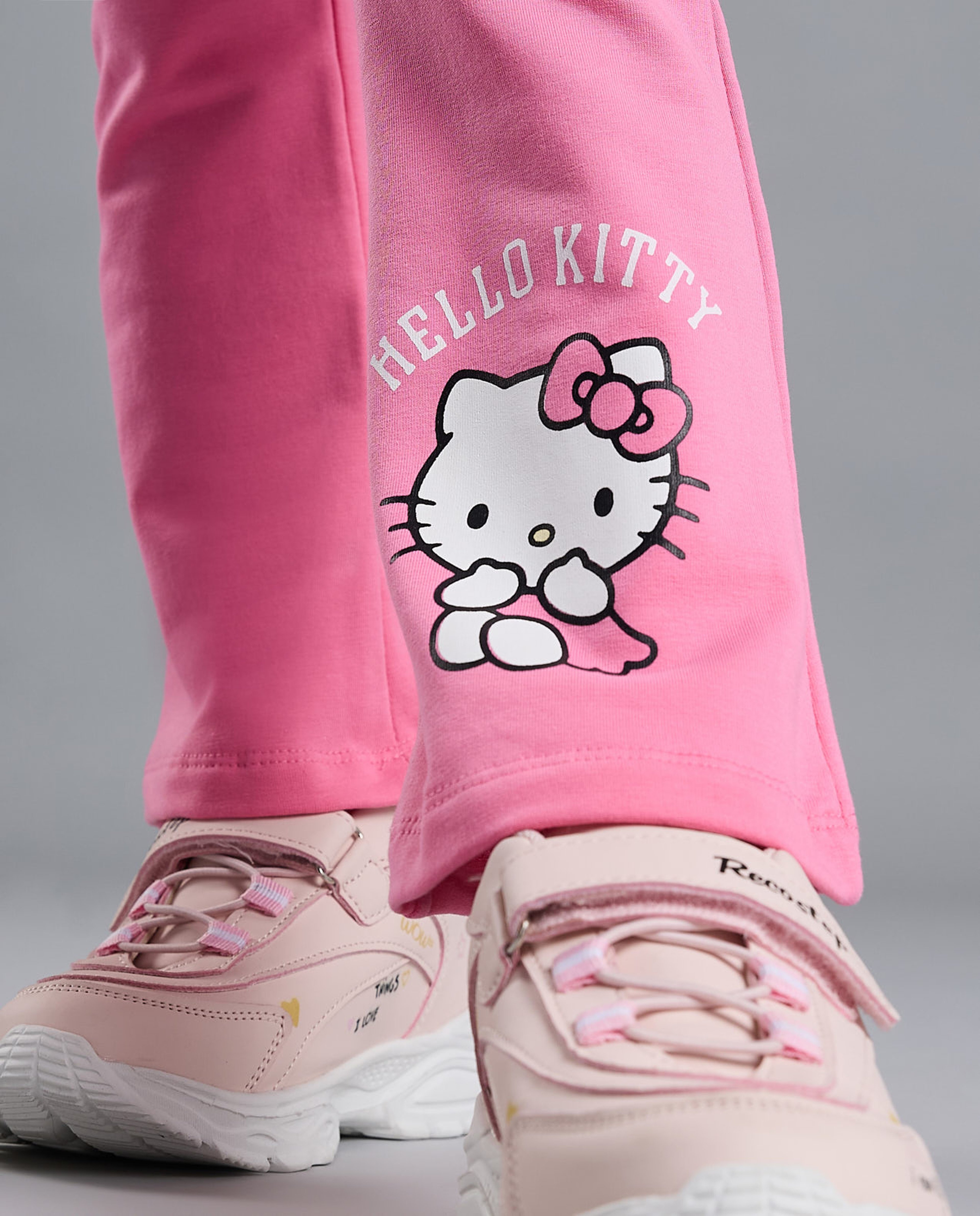 Hello Kitty Print Flared Pants with Elastic Waist