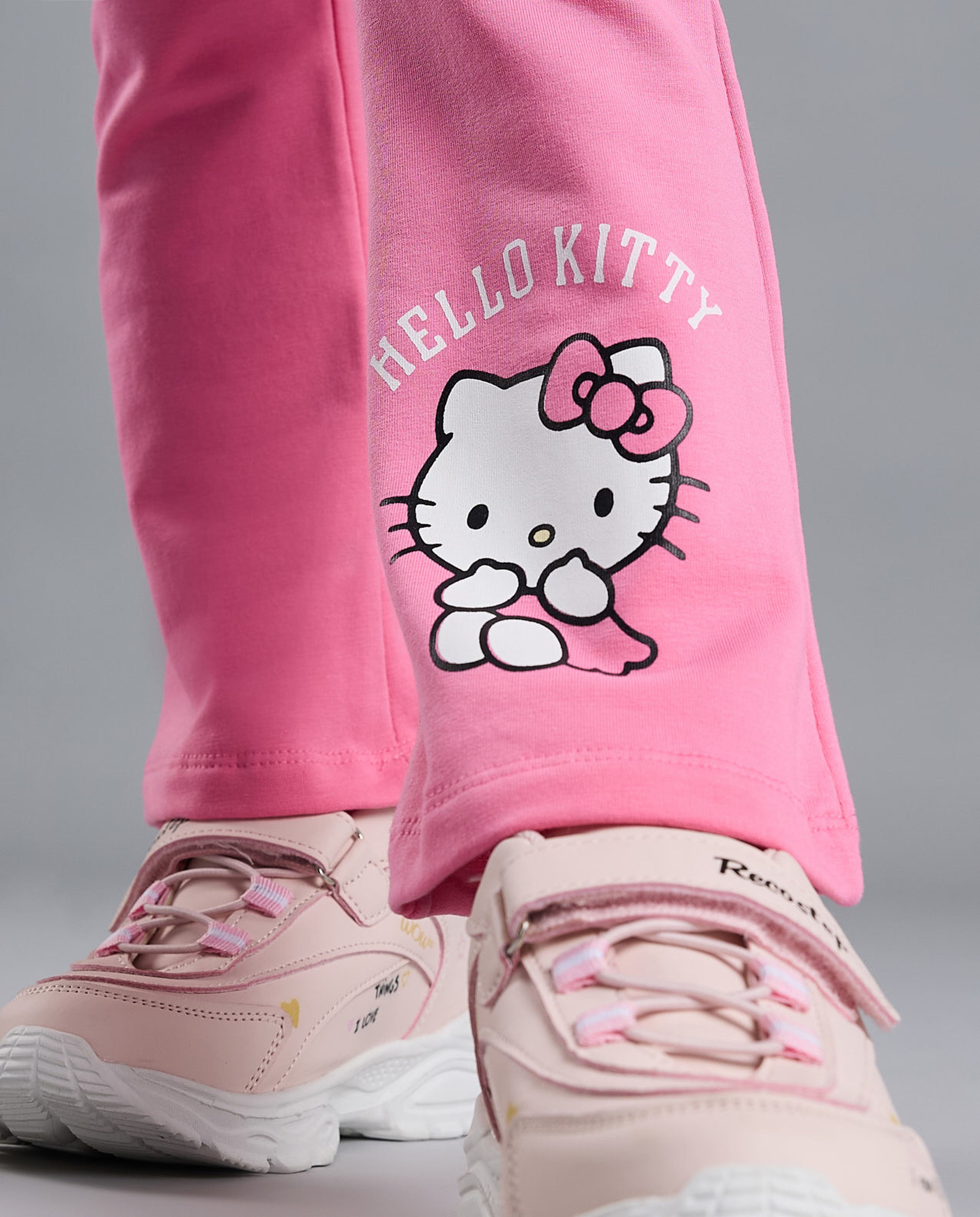 Hello Kitty Print Flared Pants with Elastic Waist