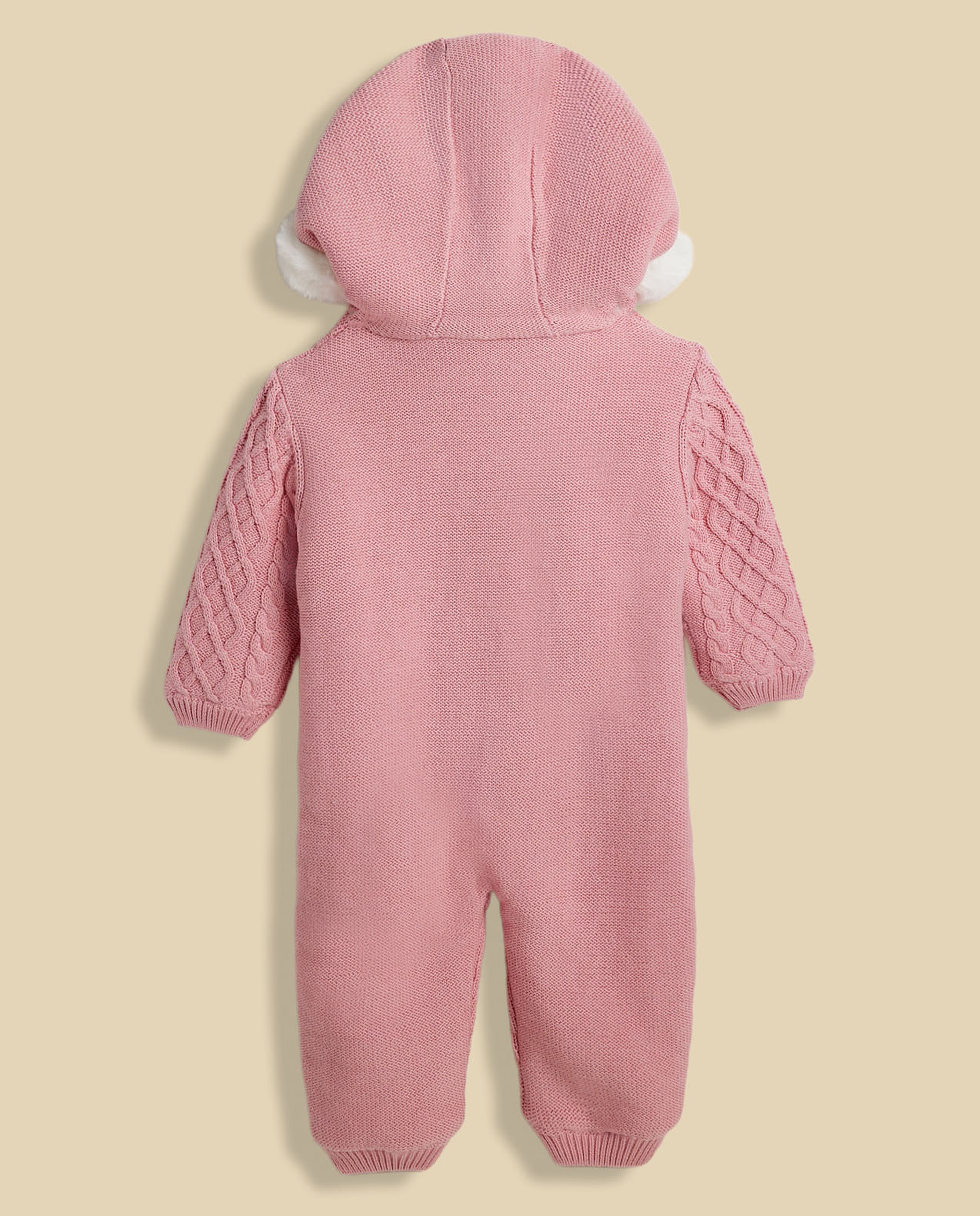Knitted Hooded Sleepsuit with Zipper Closure