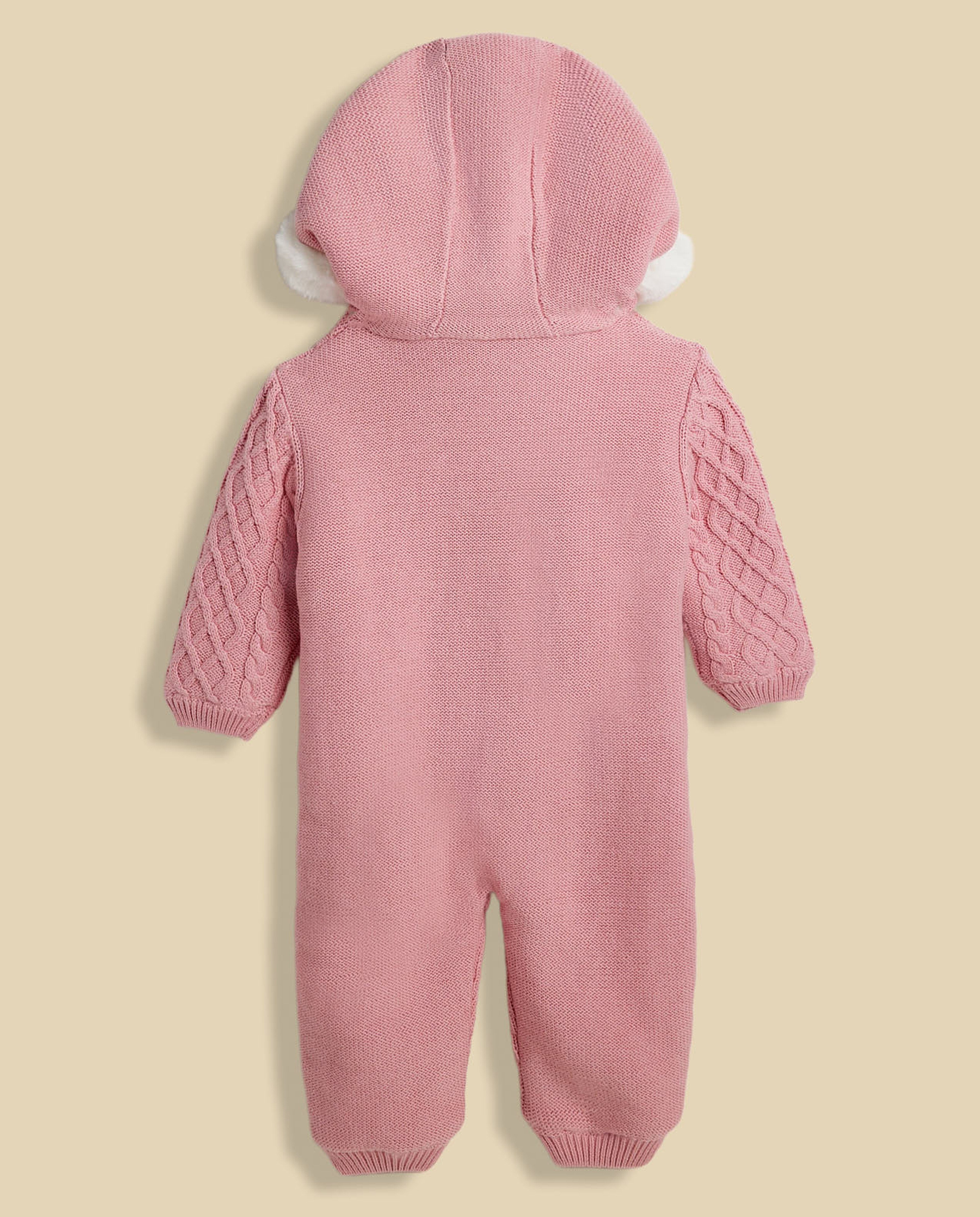 Knitted Hooded Sleepsuit with Zipper Closure