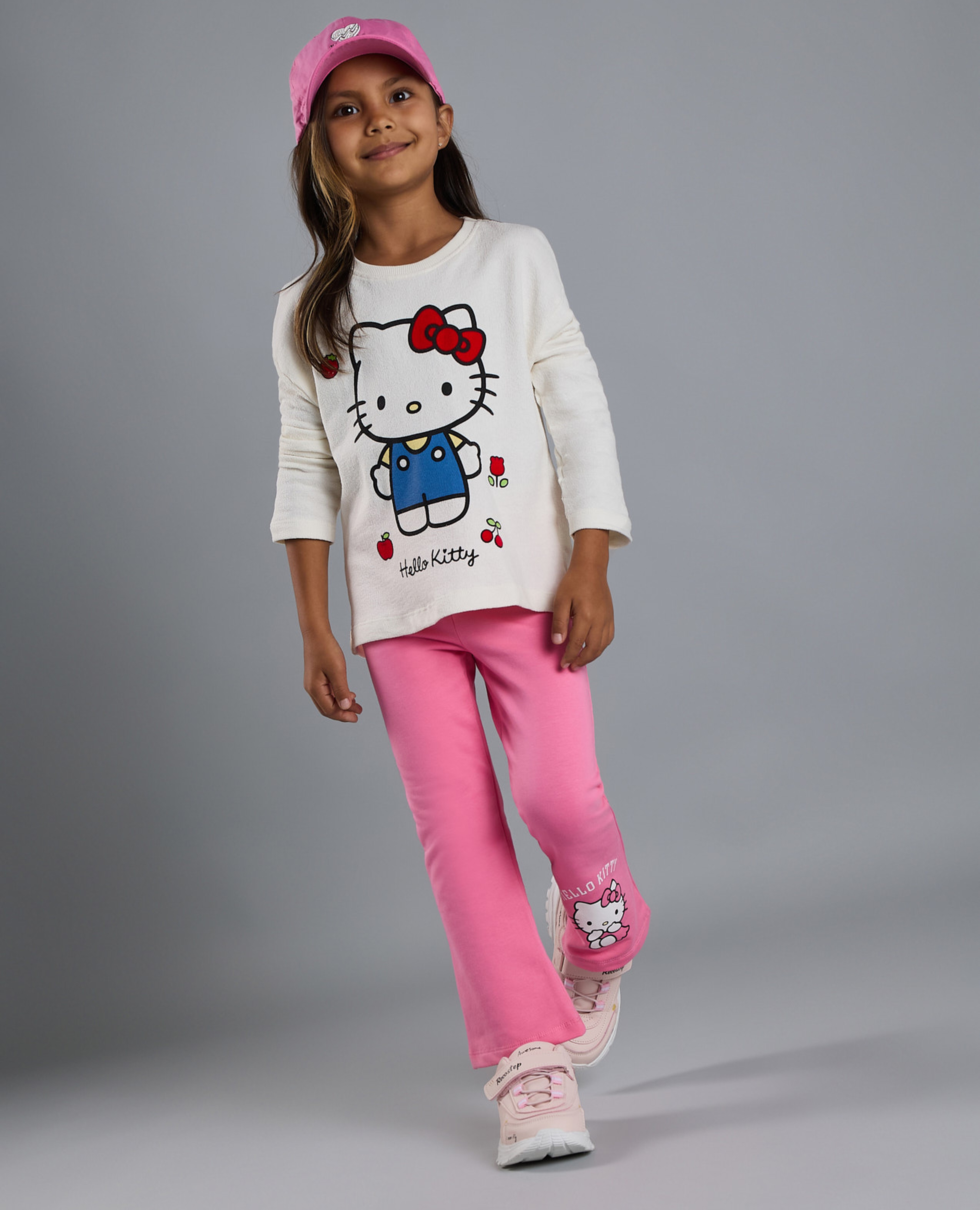 Hello Kitty Print Flared Pants with Elastic Waist