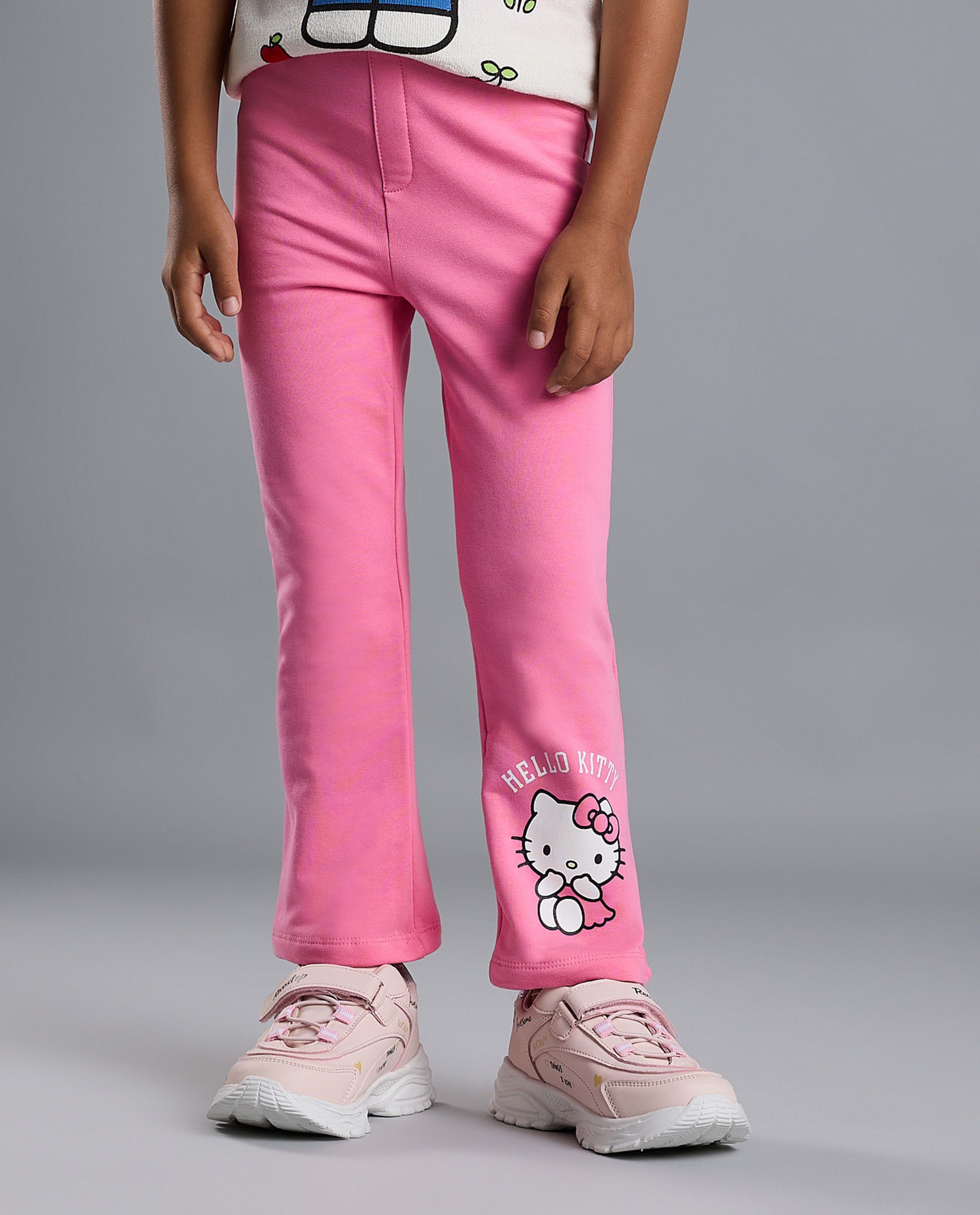 Hello Kitty Print Flared Pants with Elastic Waist