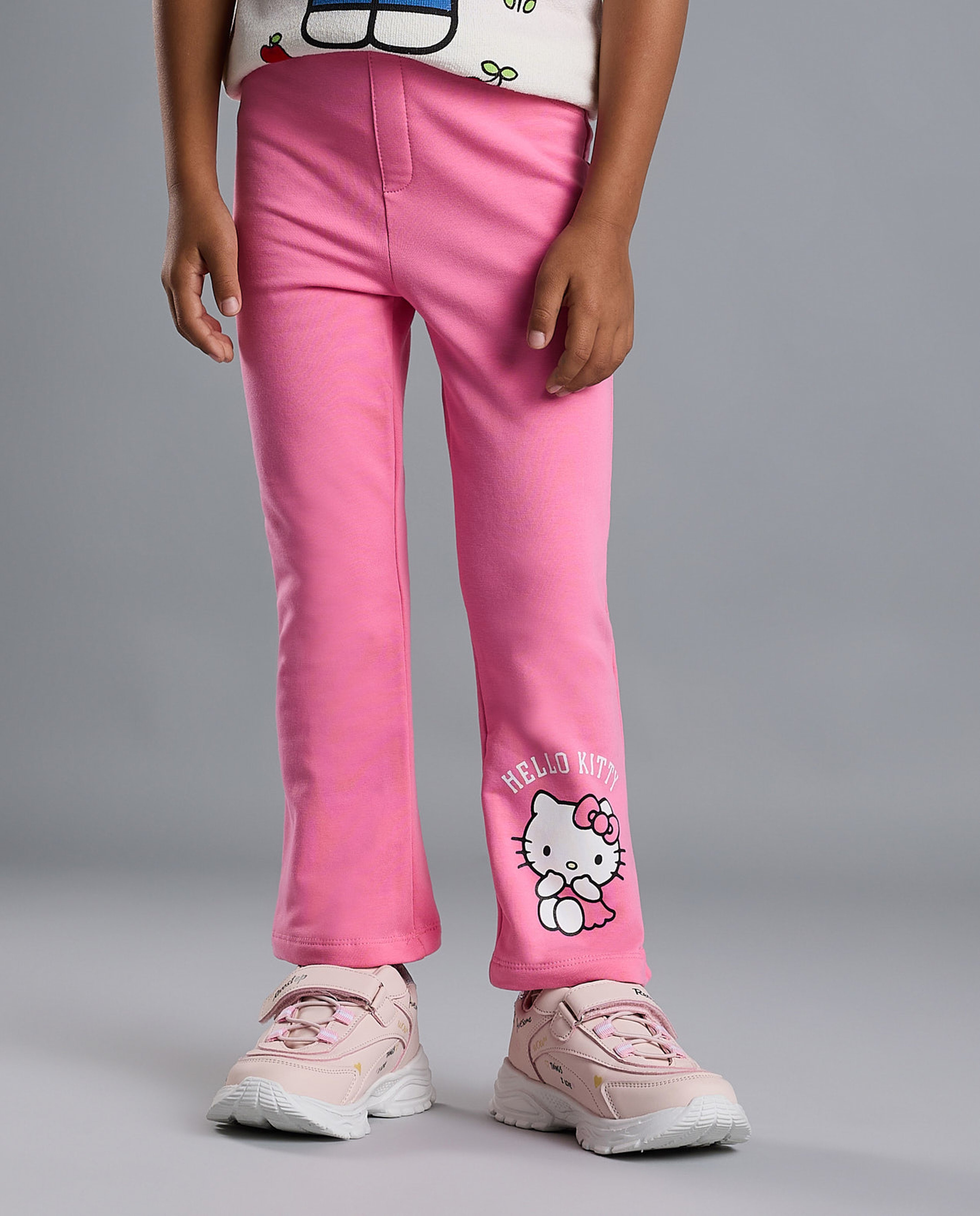 Hello Kitty Print Flared Pants with Elastic Waist