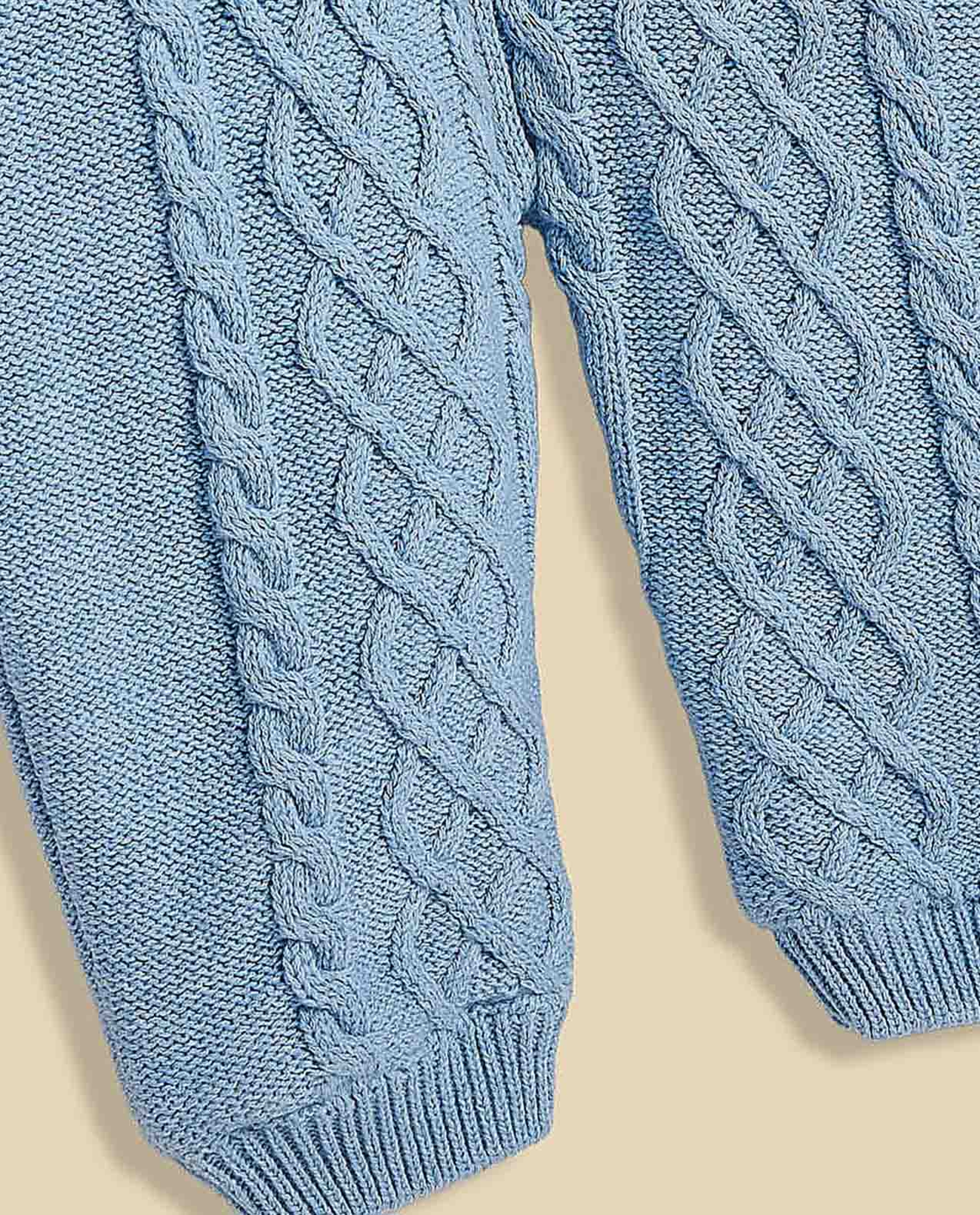 Knitted Hooded Sleepsuit with Zipper Closure