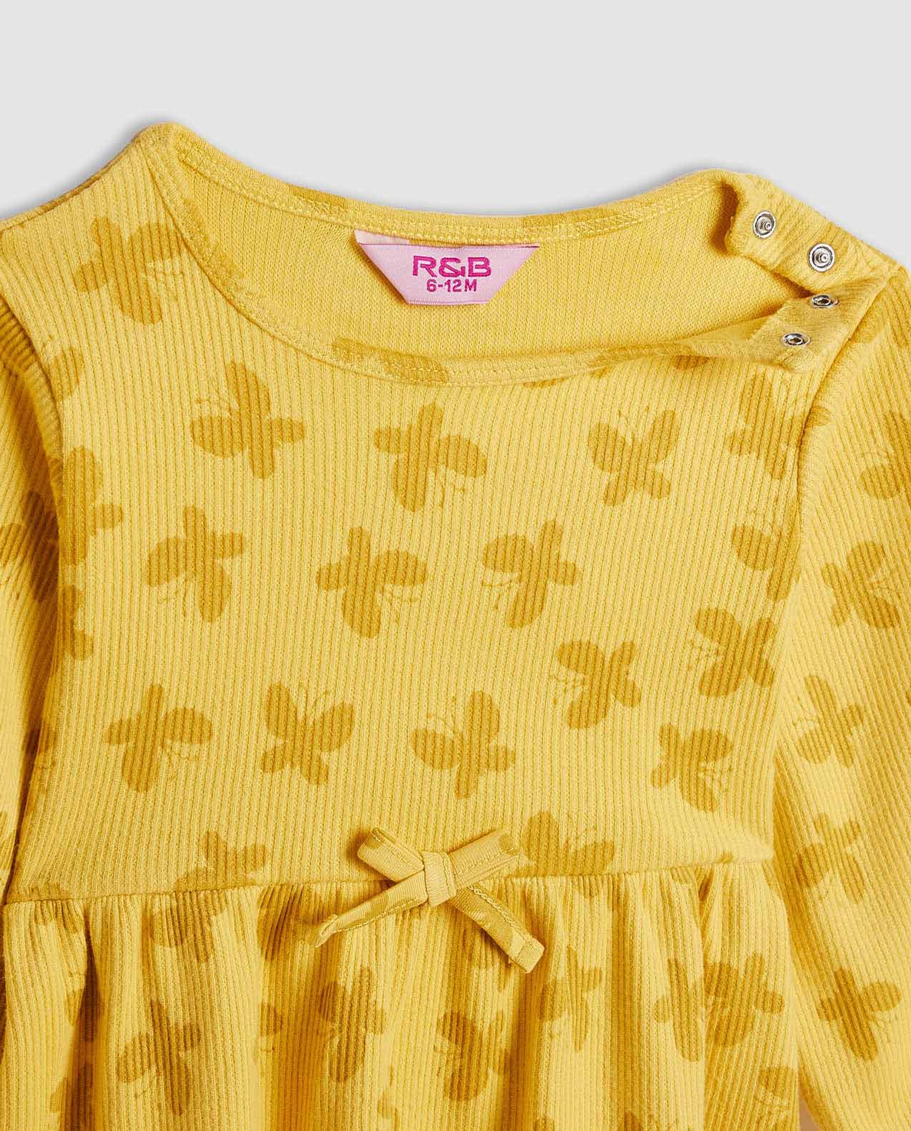 Printed Fit and Flare Dress with Long Sleeves