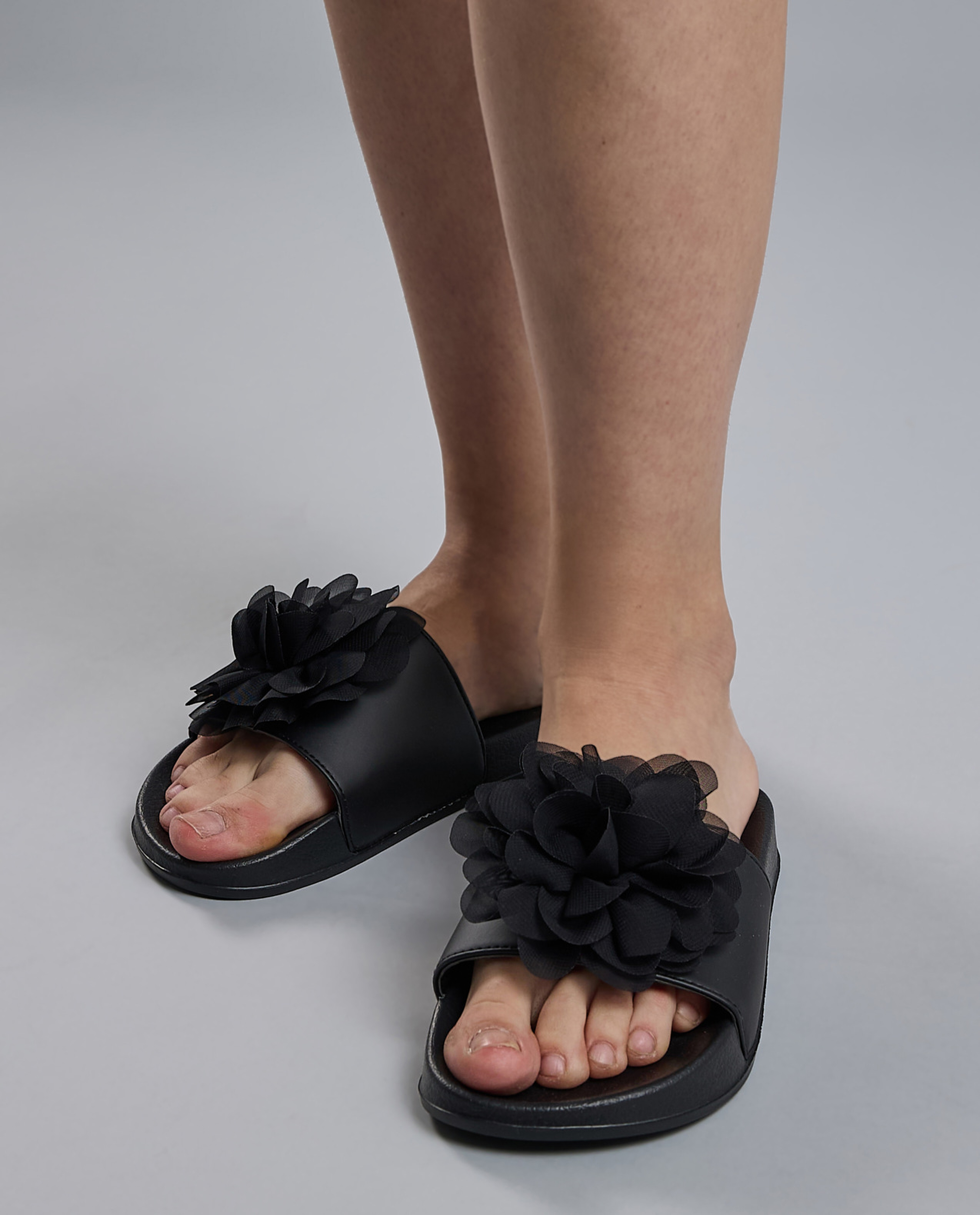 Flower Appliqued Slides