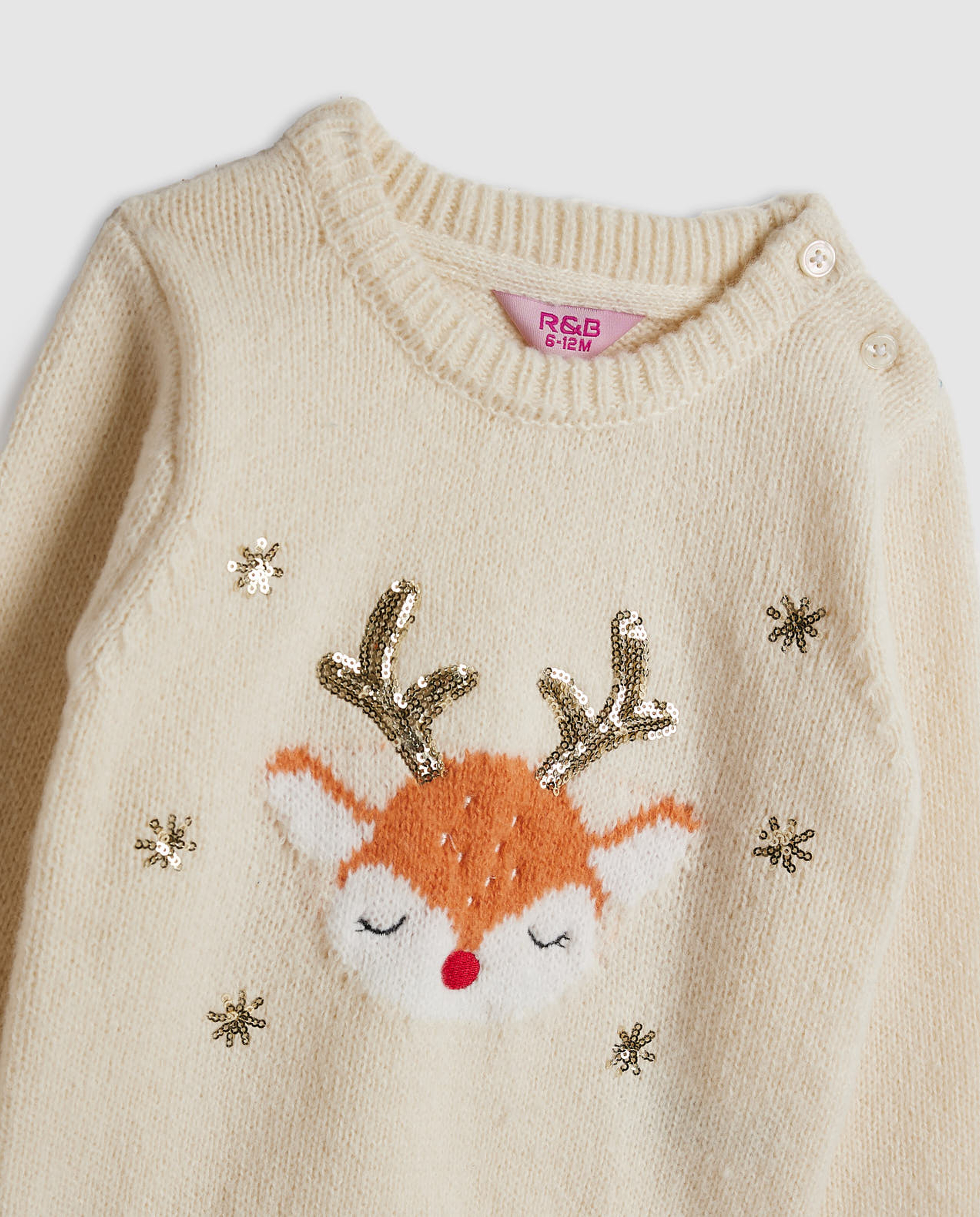 Appliqued Sweater with Crew Neck and Long Sleeves