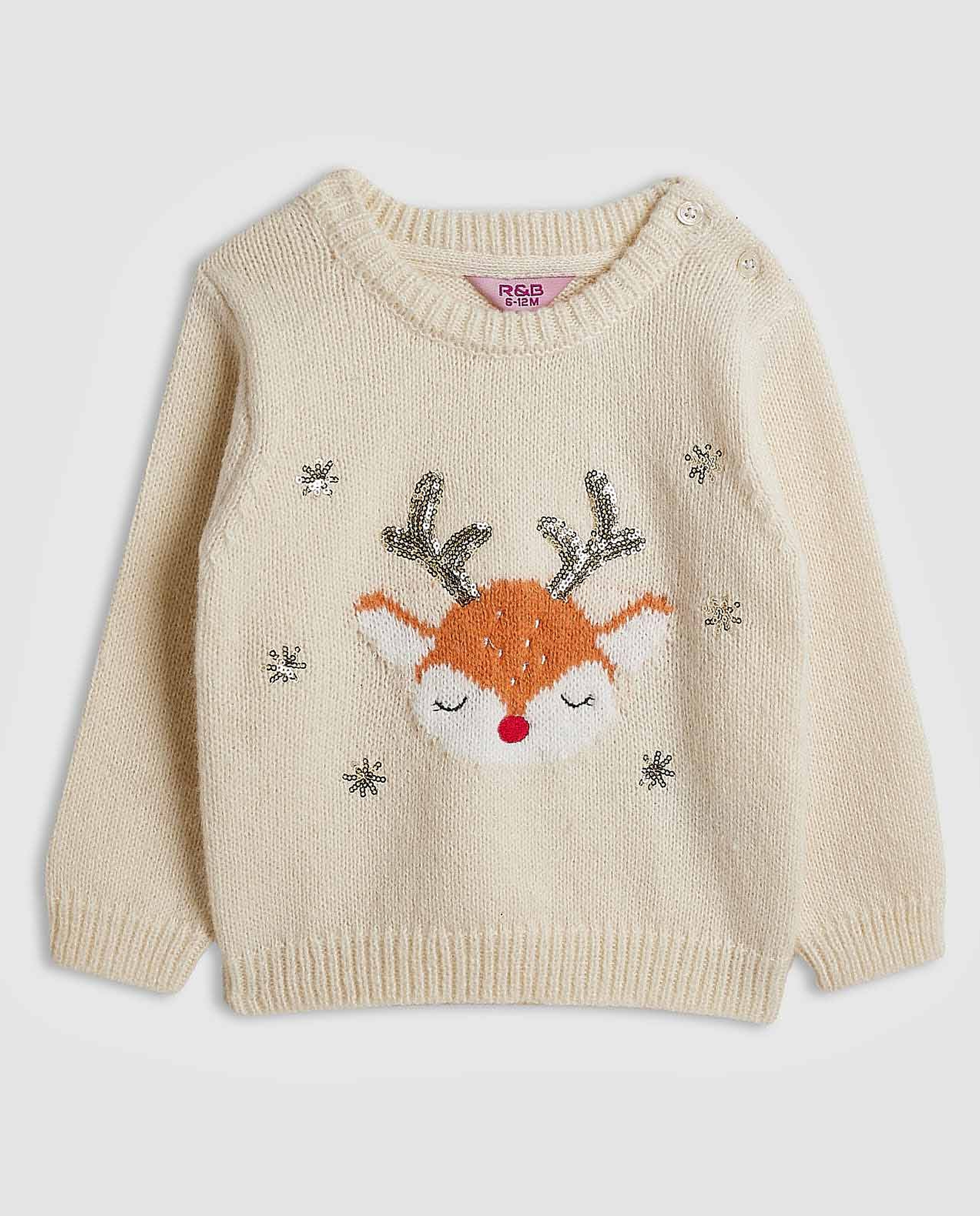 Appliqued Sweater with Crew Neck and Long Sleeves