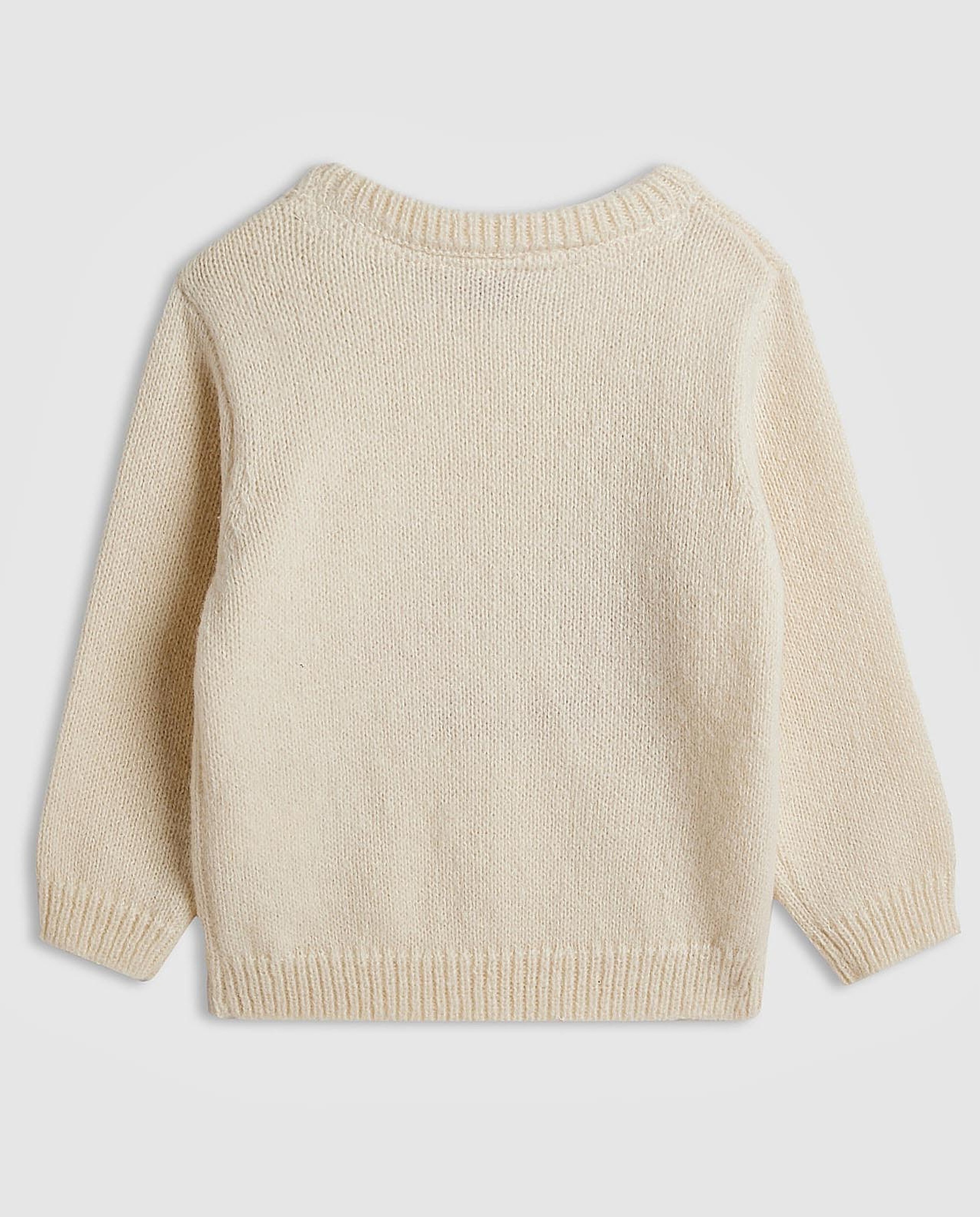 Appliqued Sweater with Crew Neck and Long Sleeves