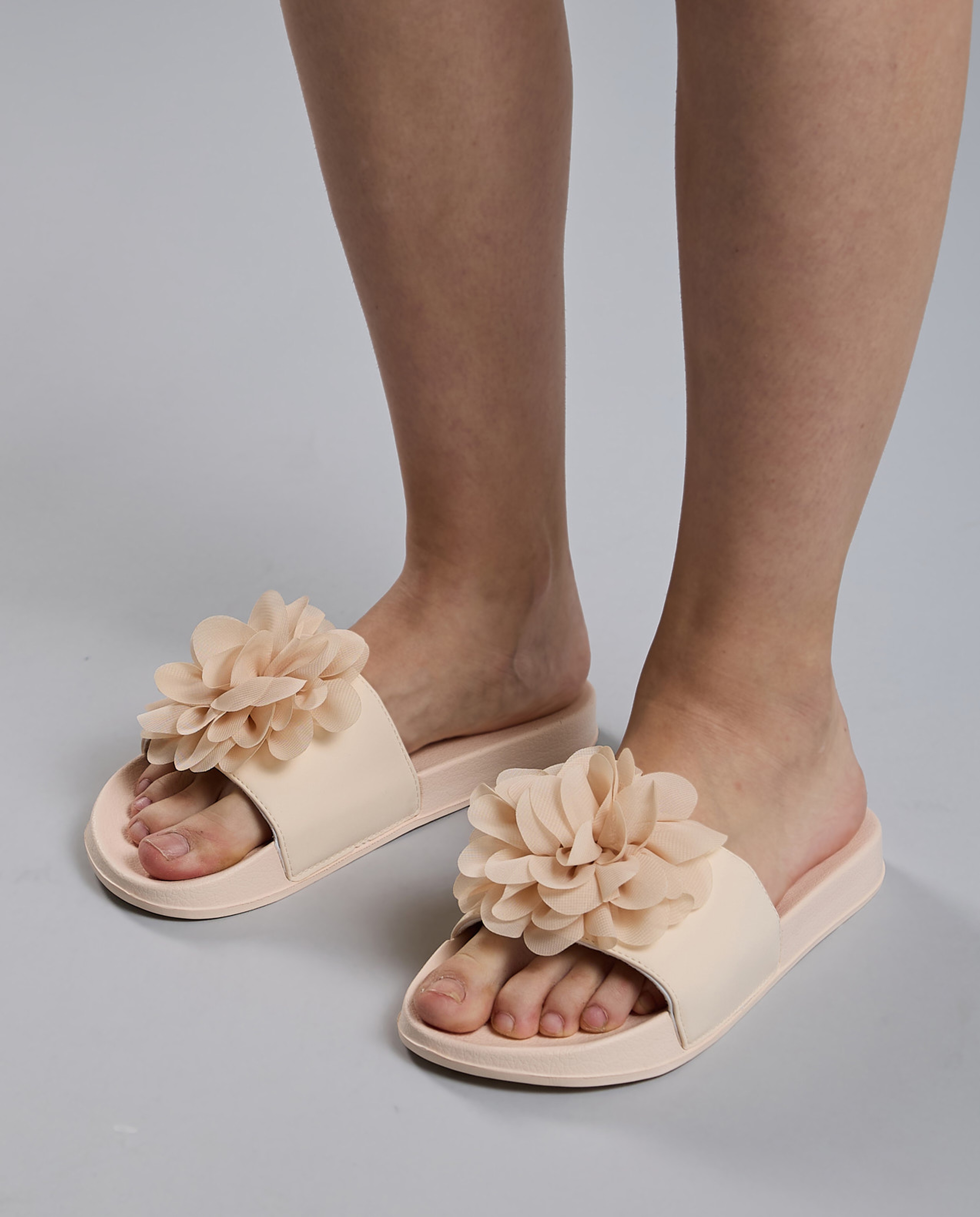 Flower Appliqued Slides