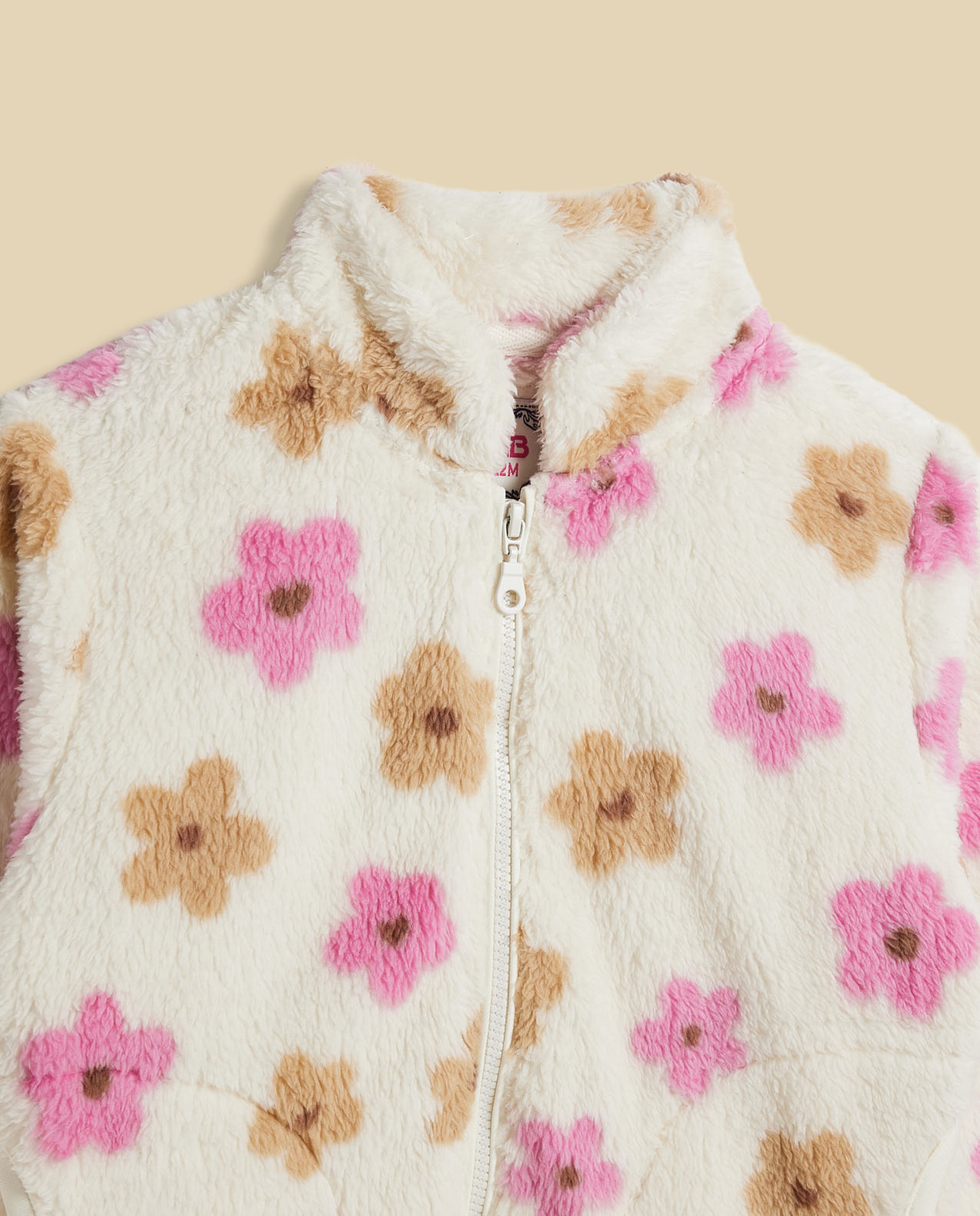 Floral Print Jacket with Zipper Closure