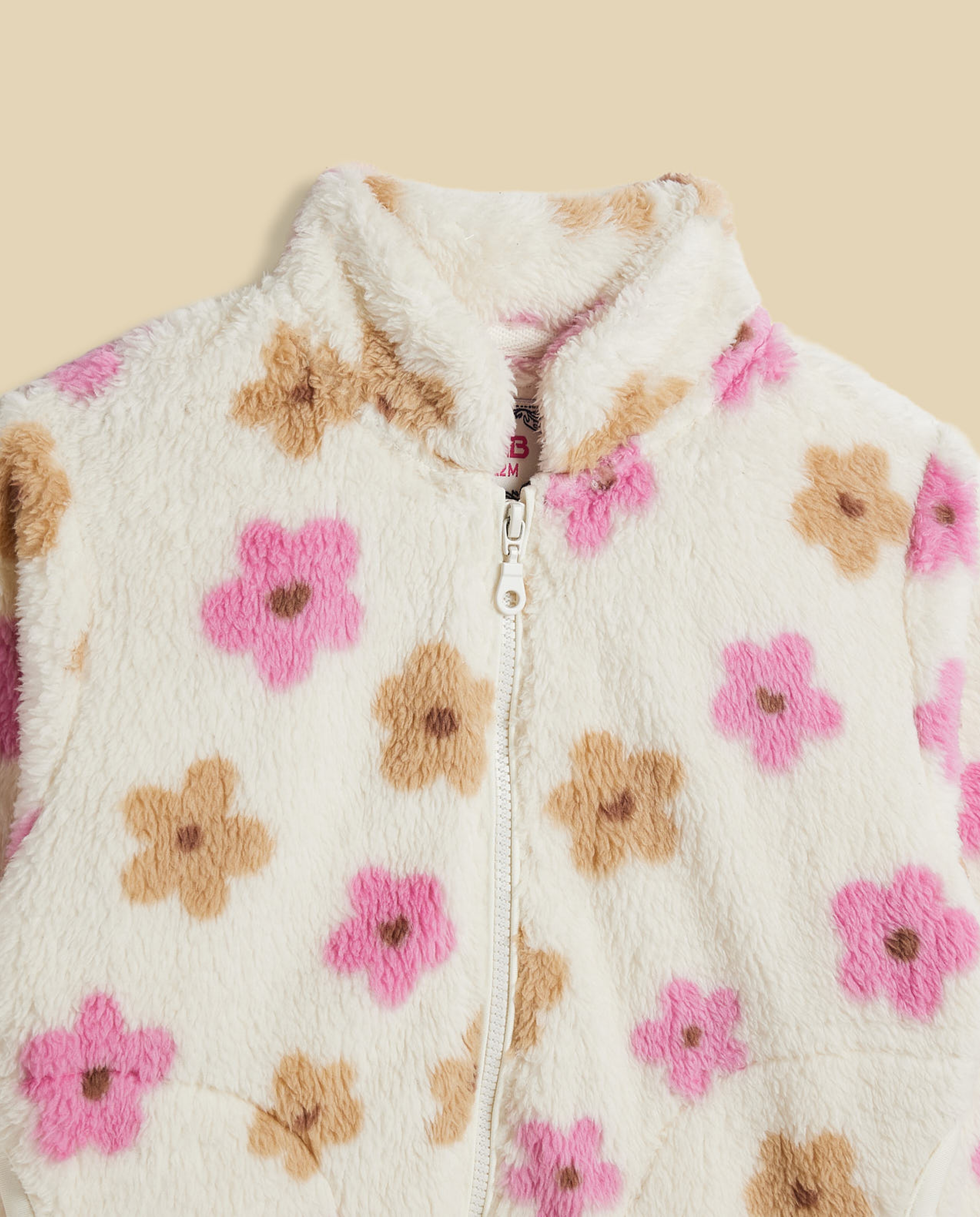 Floral Print Jacket with Zipper Closure