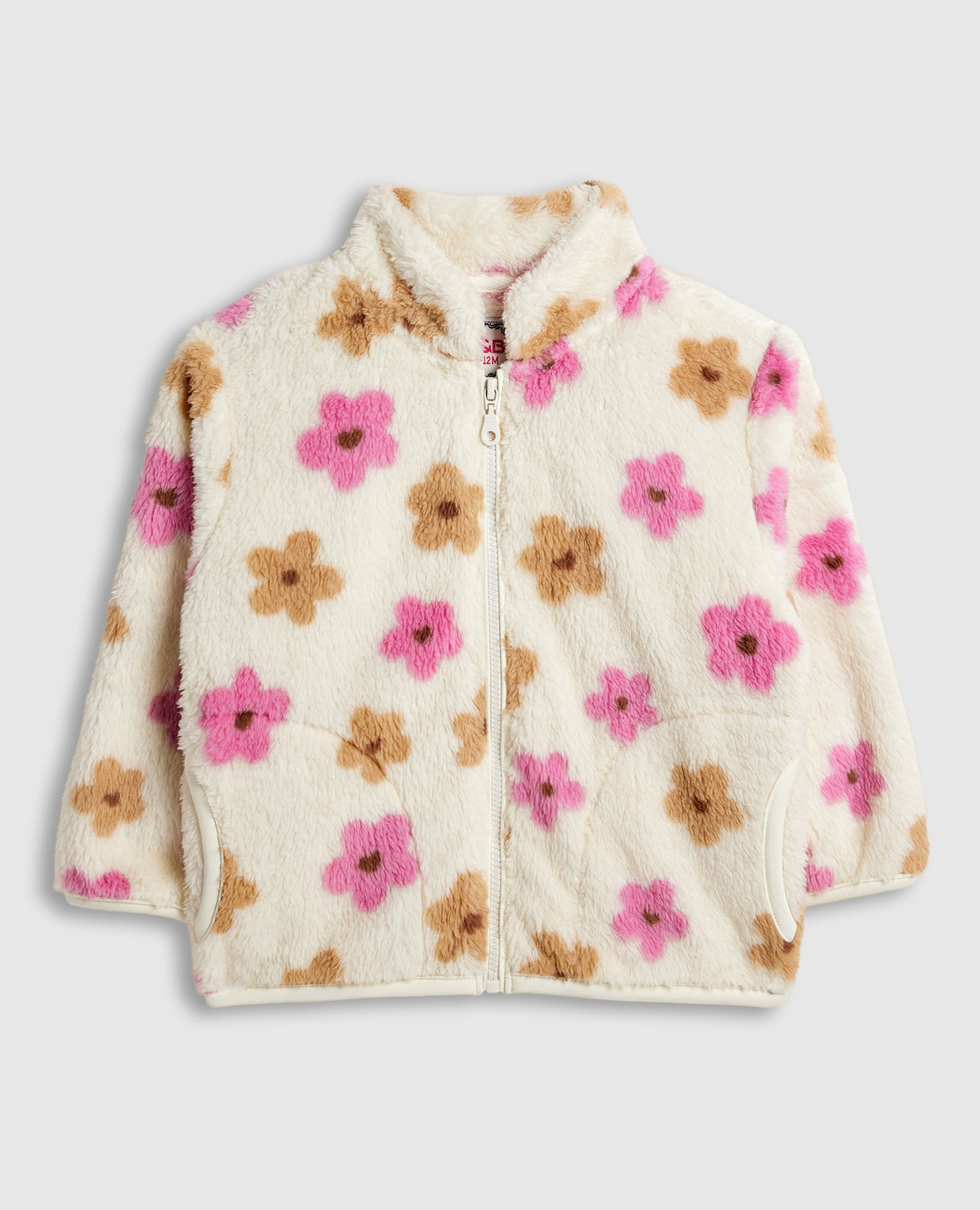 Floral Print Jacket with Zipper Closure