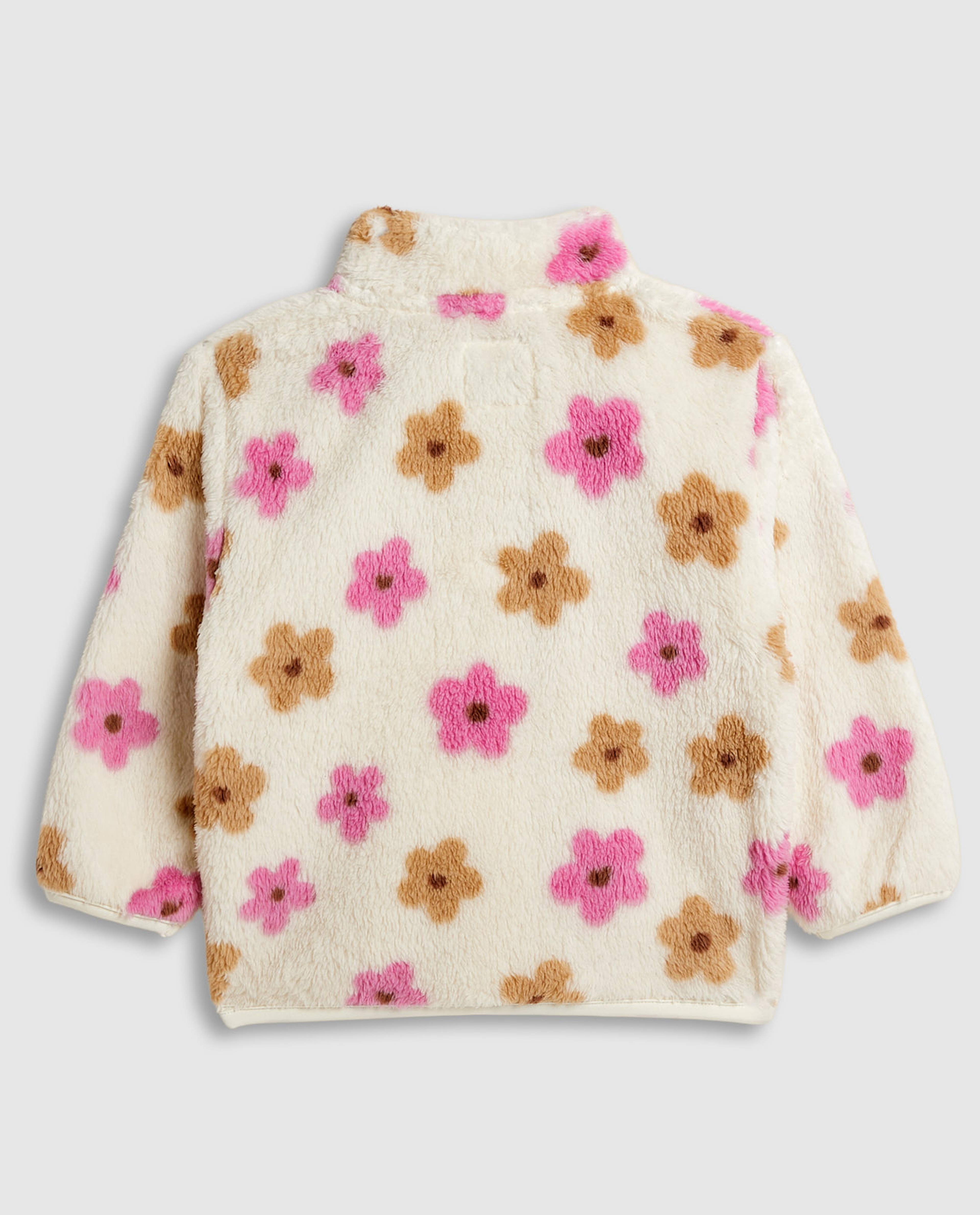 Floral Print Jacket with Zipper Closure