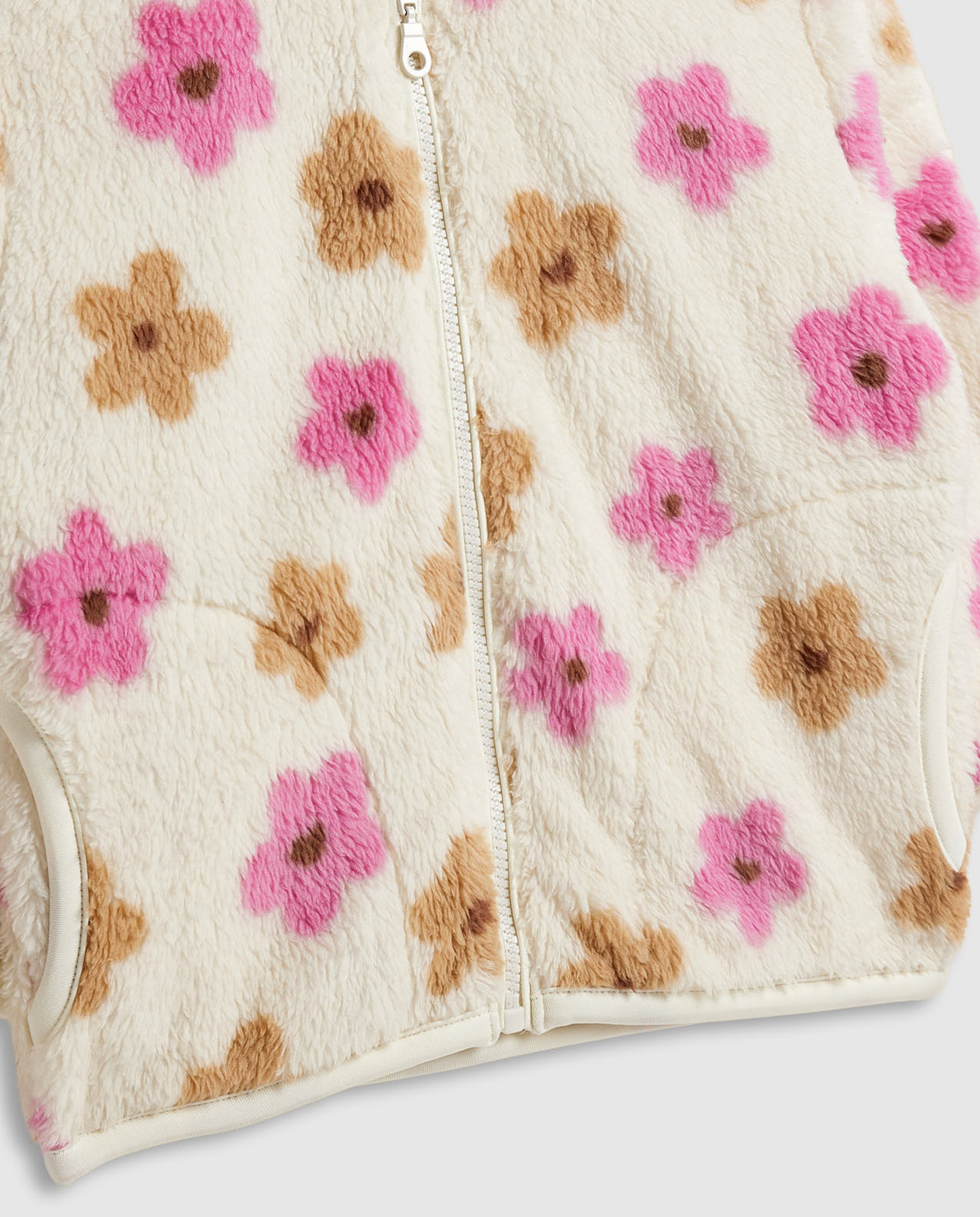 Floral Print Jacket with Zipper Closure