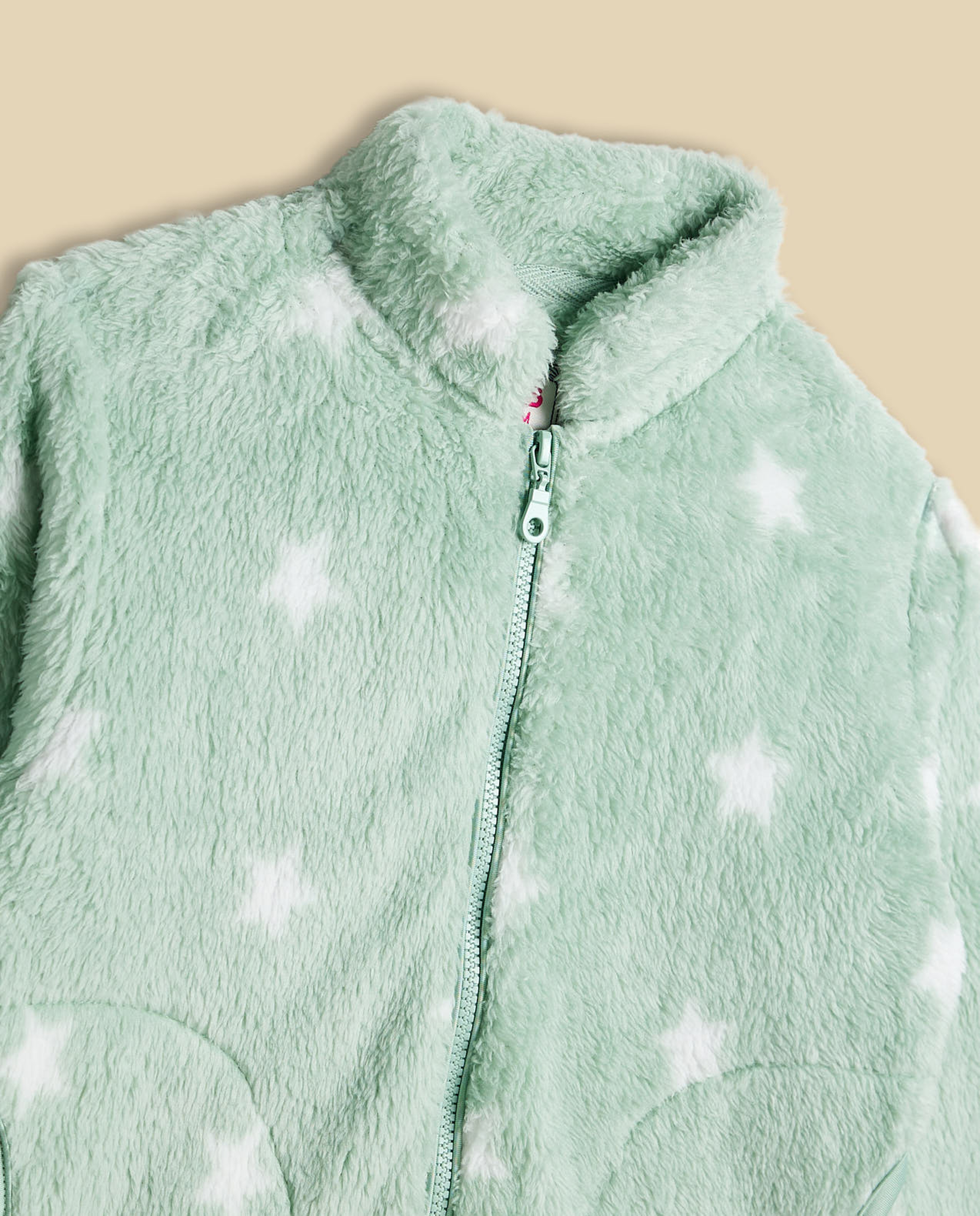 Printed Jacket with High Neck and Long Sleeves